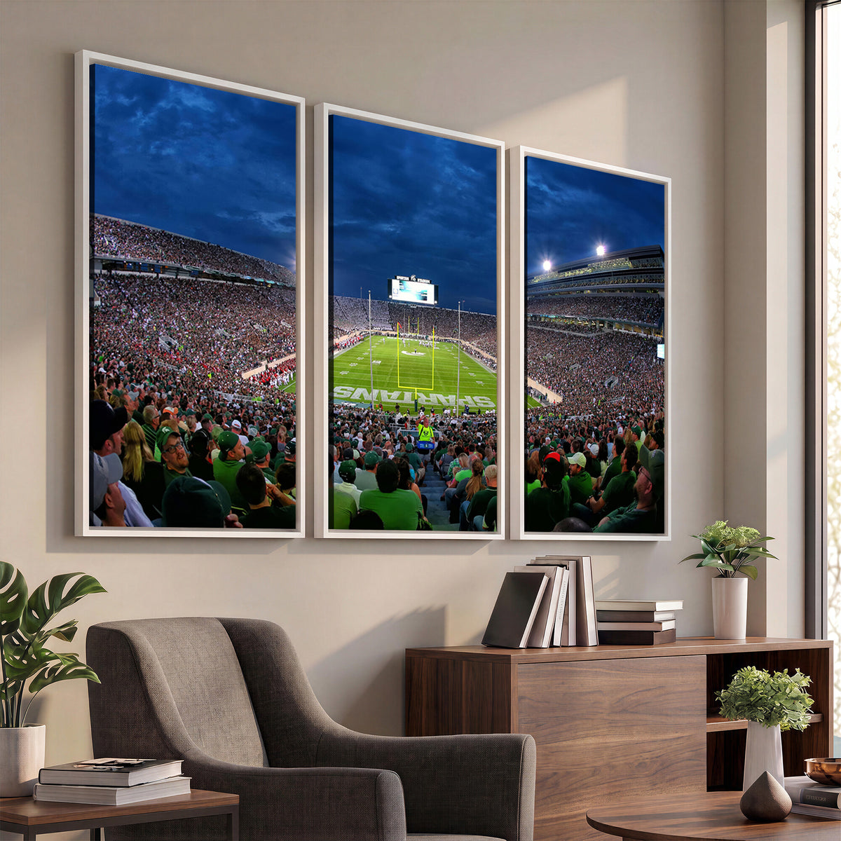 35248-PAN-FL-20X10 - Michigan State Spartans Football Team Print - East Lansing Spartan Stadium Wall Art Canvas Print