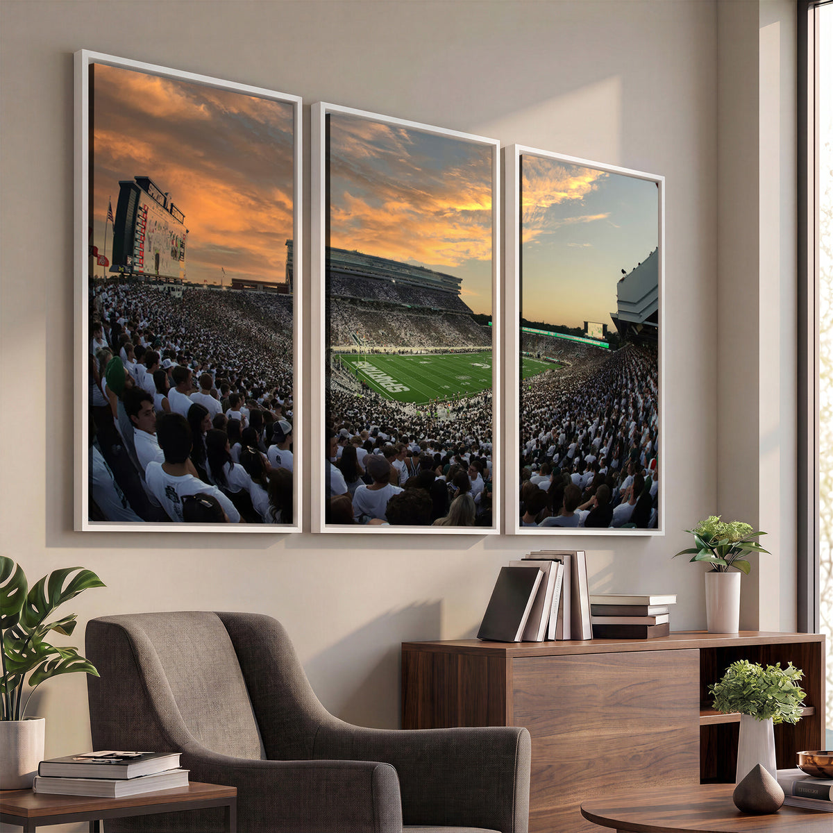 99155-PAN-FL-20X10 - Michigan State Spartans Football Team Print - East Lansing Spartan Stadium Wall Art Canvas Print