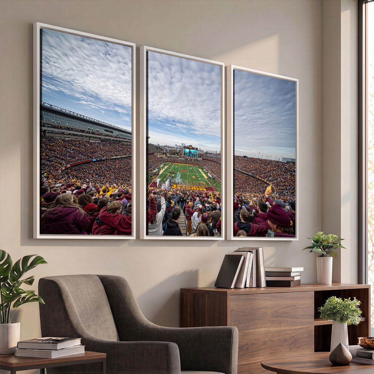 38459-PAN-FL-20X10 - University of Minnesota Golden Gophers Football Team Print - Minneapolis Huntington Bank Stadium Art