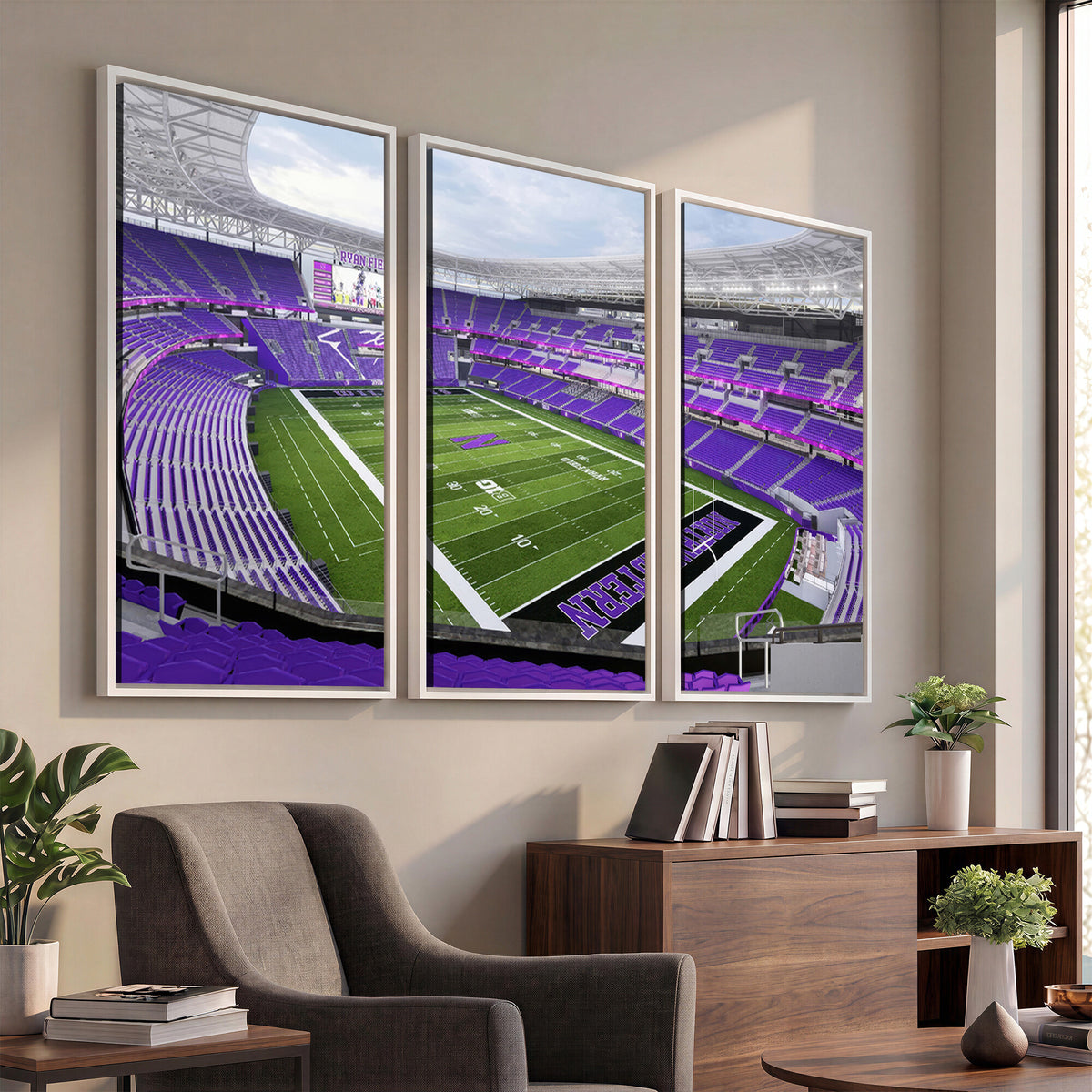 49190-MGV-CV-36X24 - Northwestern University Wildcats Football Team Print - Evanston Ryan Field Wall Art Canvas Print