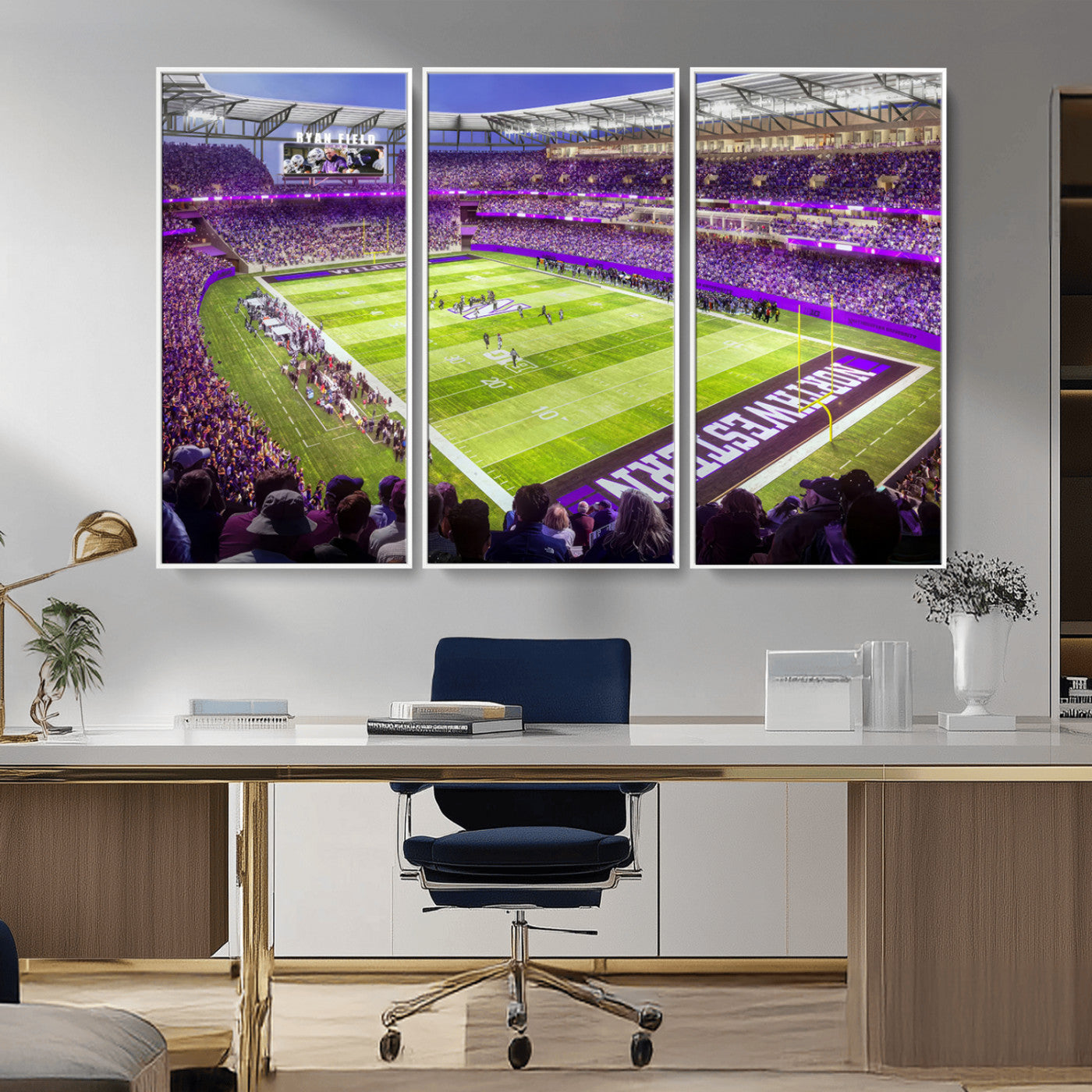 MGV-FC-48X32-3P - Northwestern University Wildcats Football Team Print - Evanston Ryan Field Wall Art Canvas Print