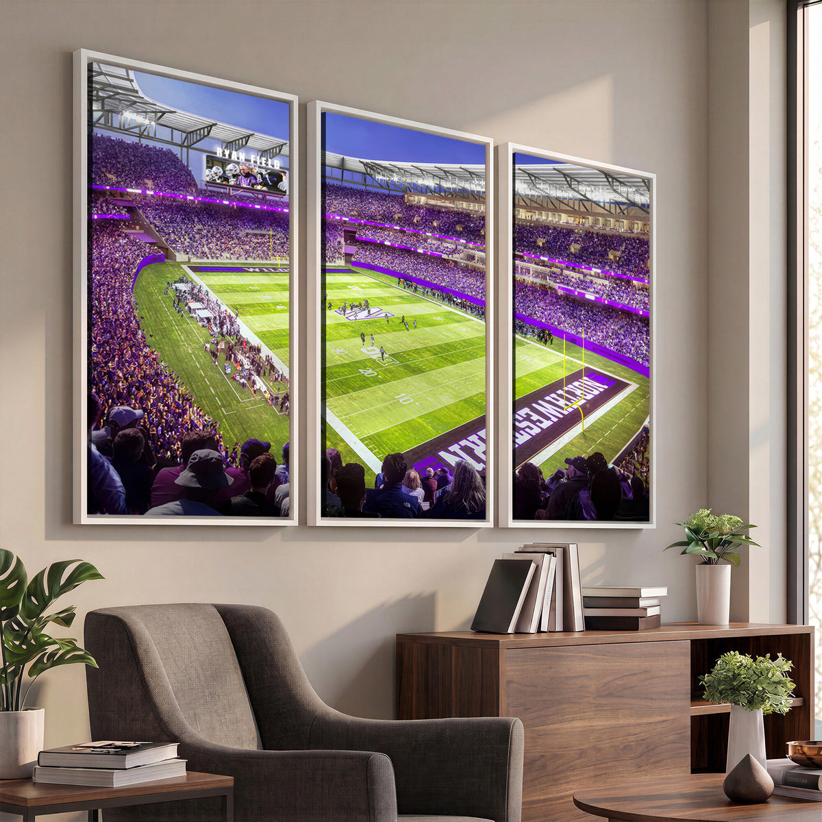81245-MGV-CV-36X24 - Northwestern University Wildcats Football Team Print - Evanston Ryan Field Wall Art Canvas Print