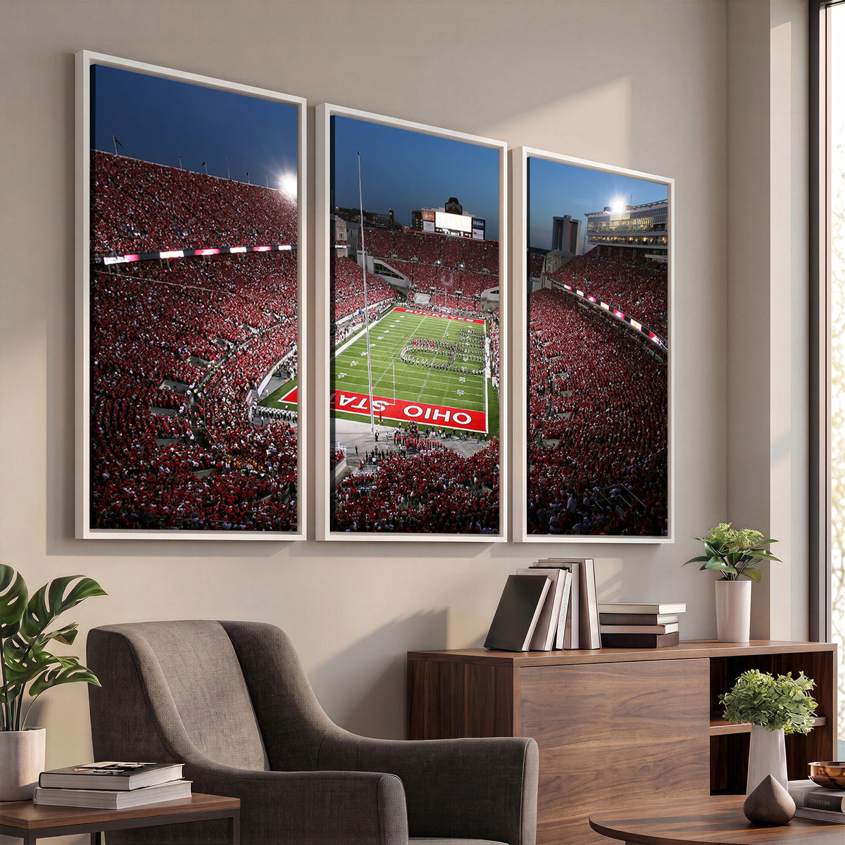 98743-PAN-FL-20X10 - Ohio State University Buckeyes Football Team Print - Columbus Ohio Stadium Wall Art Canvas Print