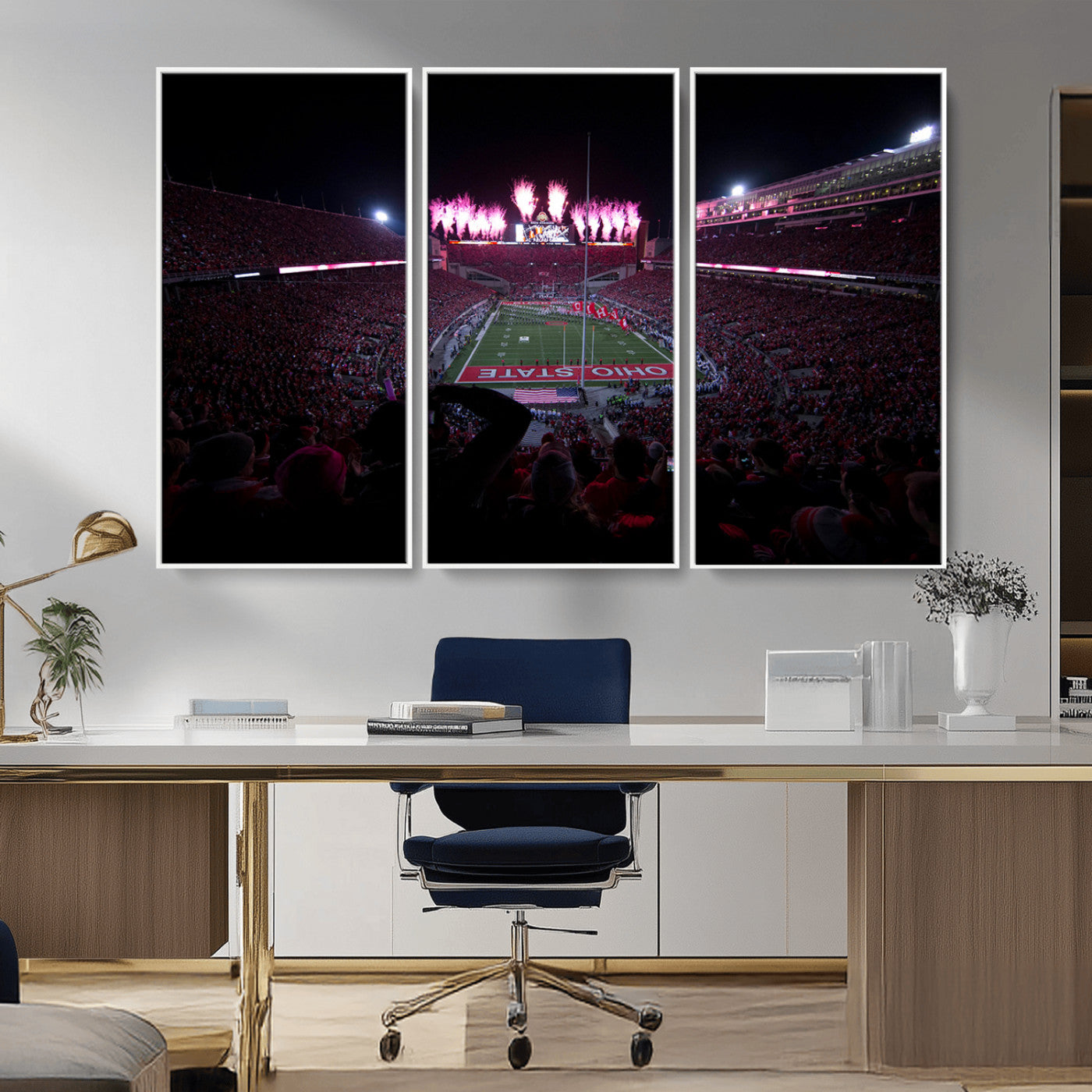 MGV-FC-48X32-3P - Ohio State University Buckeyes Football Team Print - Columbus Ohio Stadium Wall Art Canvas Print