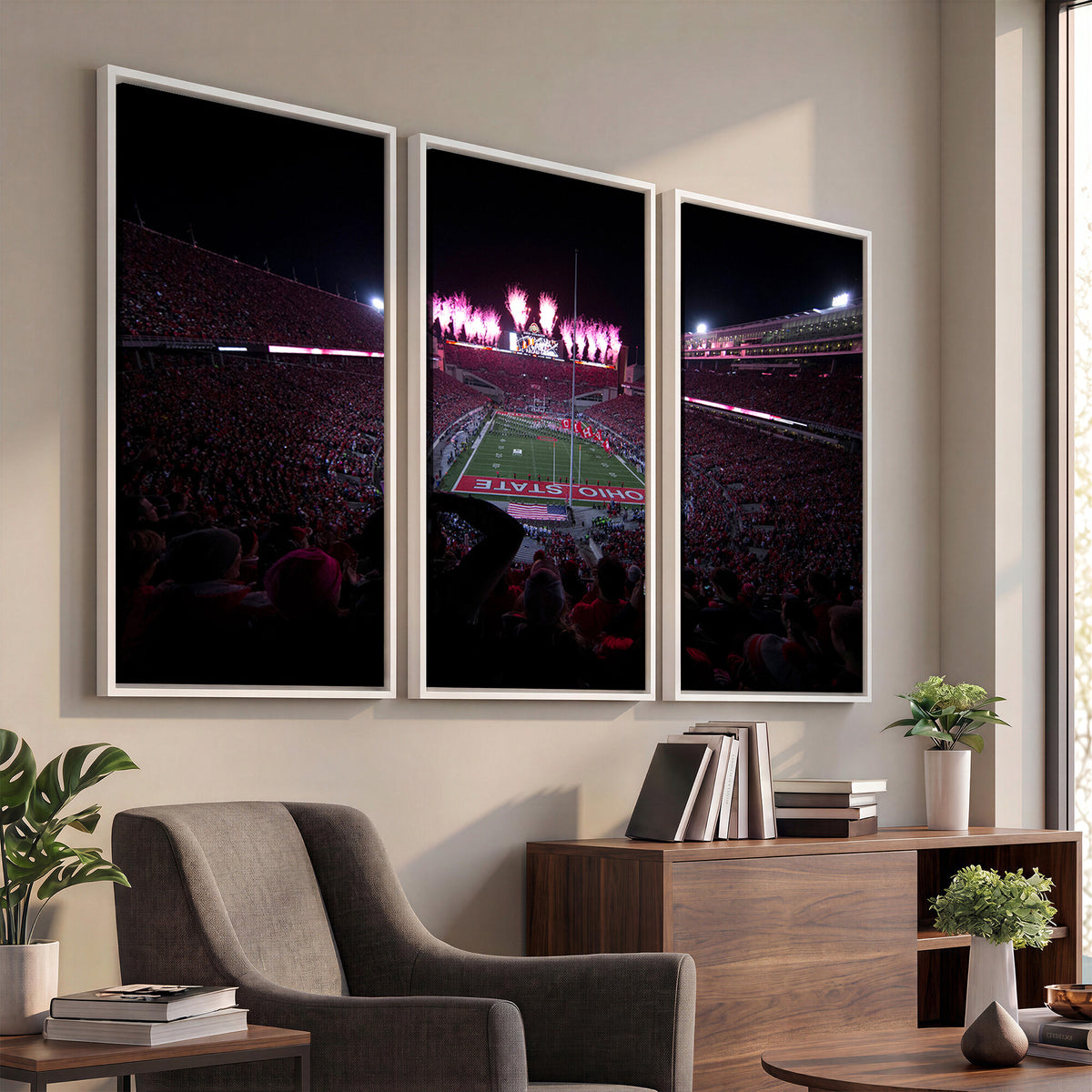 20483-PAN-FL-20X10 - Ohio State University Buckeyes Football Team Print - Columbus Ohio Stadium Wall Art Canvas Print