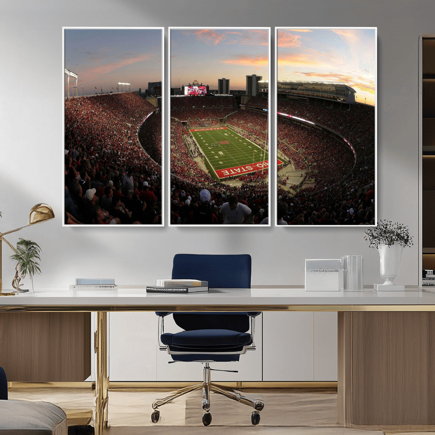 MGV-FC-48X32-3P - Ohio State University Buckeyes Football Team Print - Columbus Ohio Stadium Wall Art Canvas Print