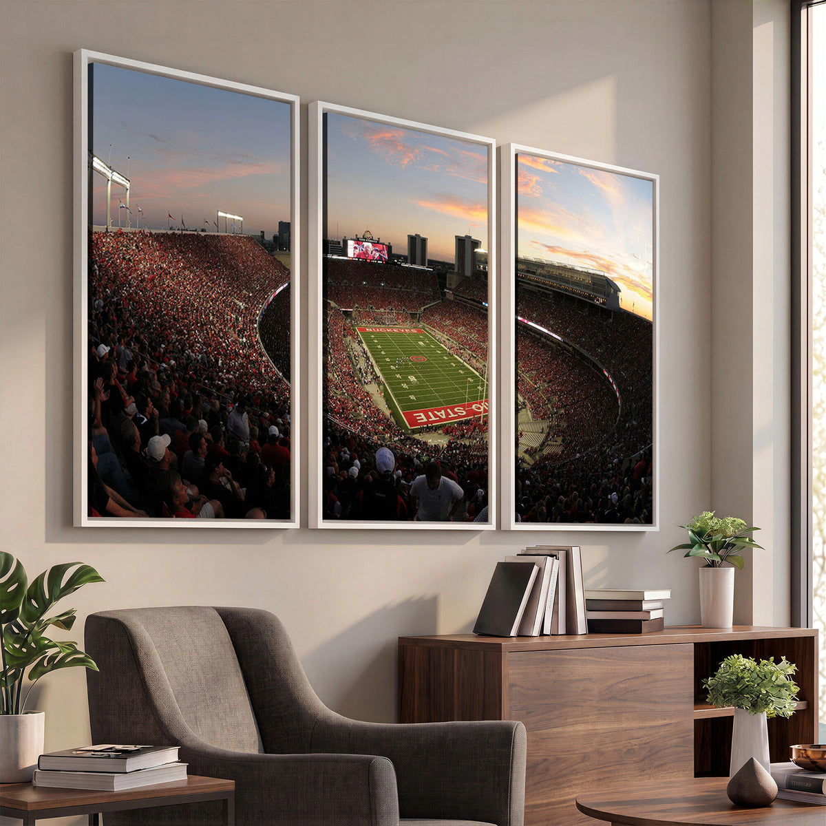 28825-PAN-FL-20X10 - Ohio State University Buckeyes Football Team Print - Columbus Ohio Stadium Wall Art Canvas Print