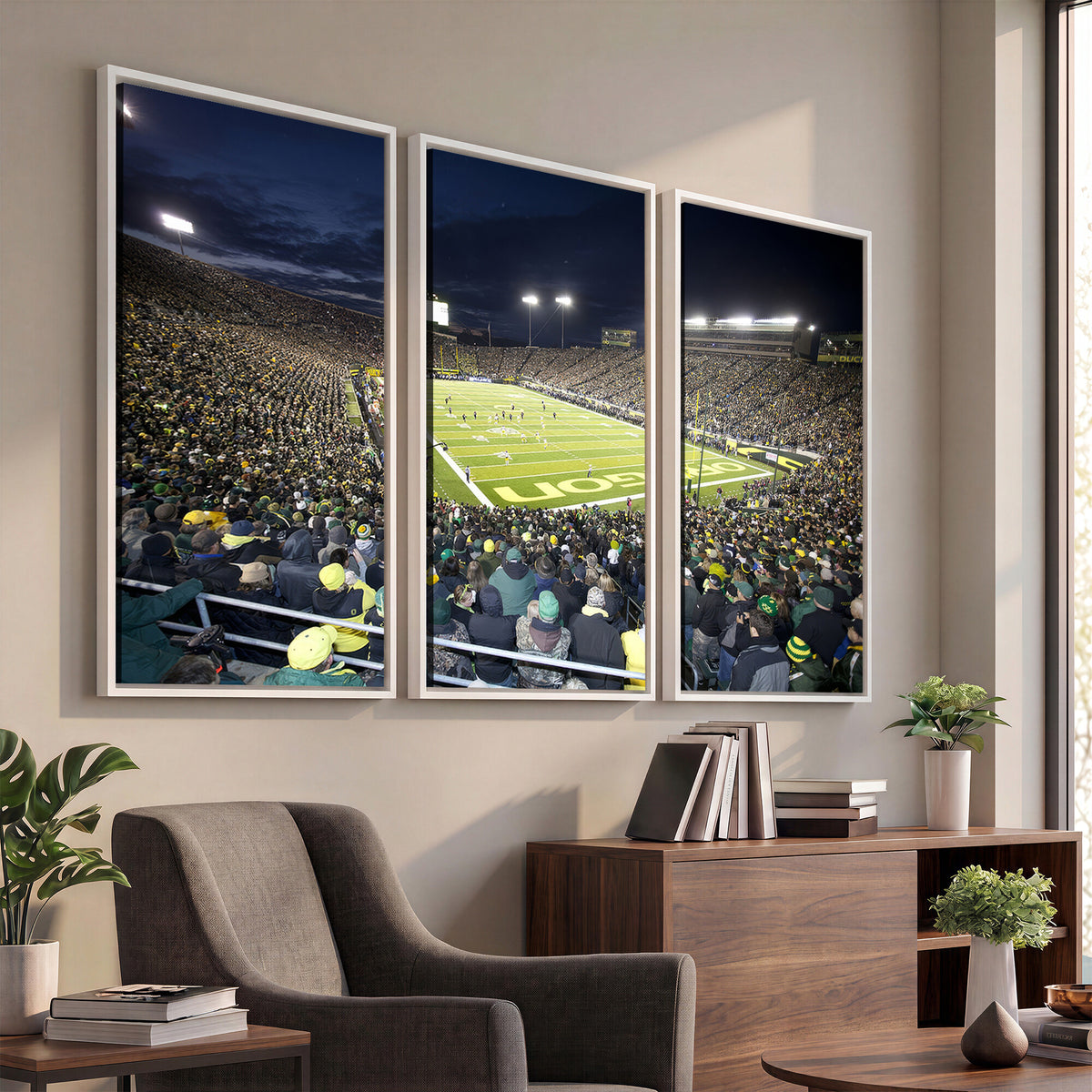 48756-PAN-FL-20X10 - University of Oregon Ducks Football Team Print - Eugene Autzen Stadium Wall Art Canvas Print