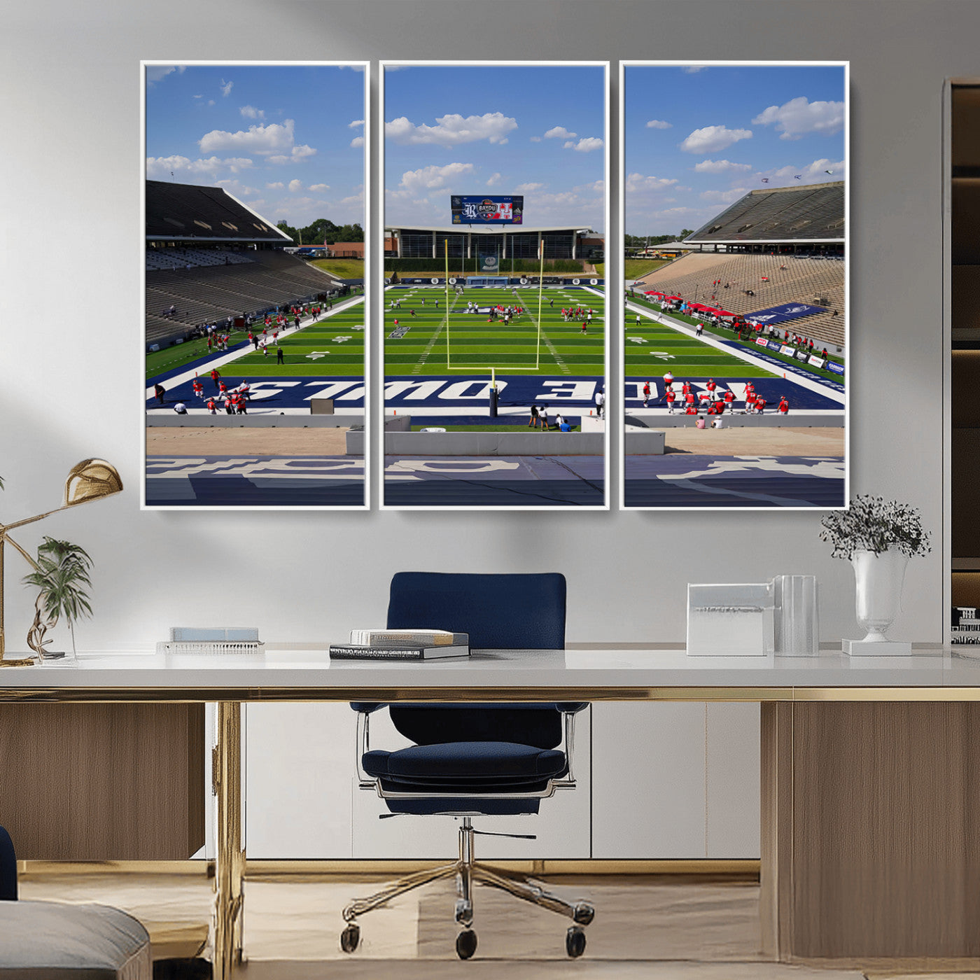 MGV-FC-48X32-3P - Rice University Owls Football Team Print - Houston Rice Stadium Wall Art Canvas Print