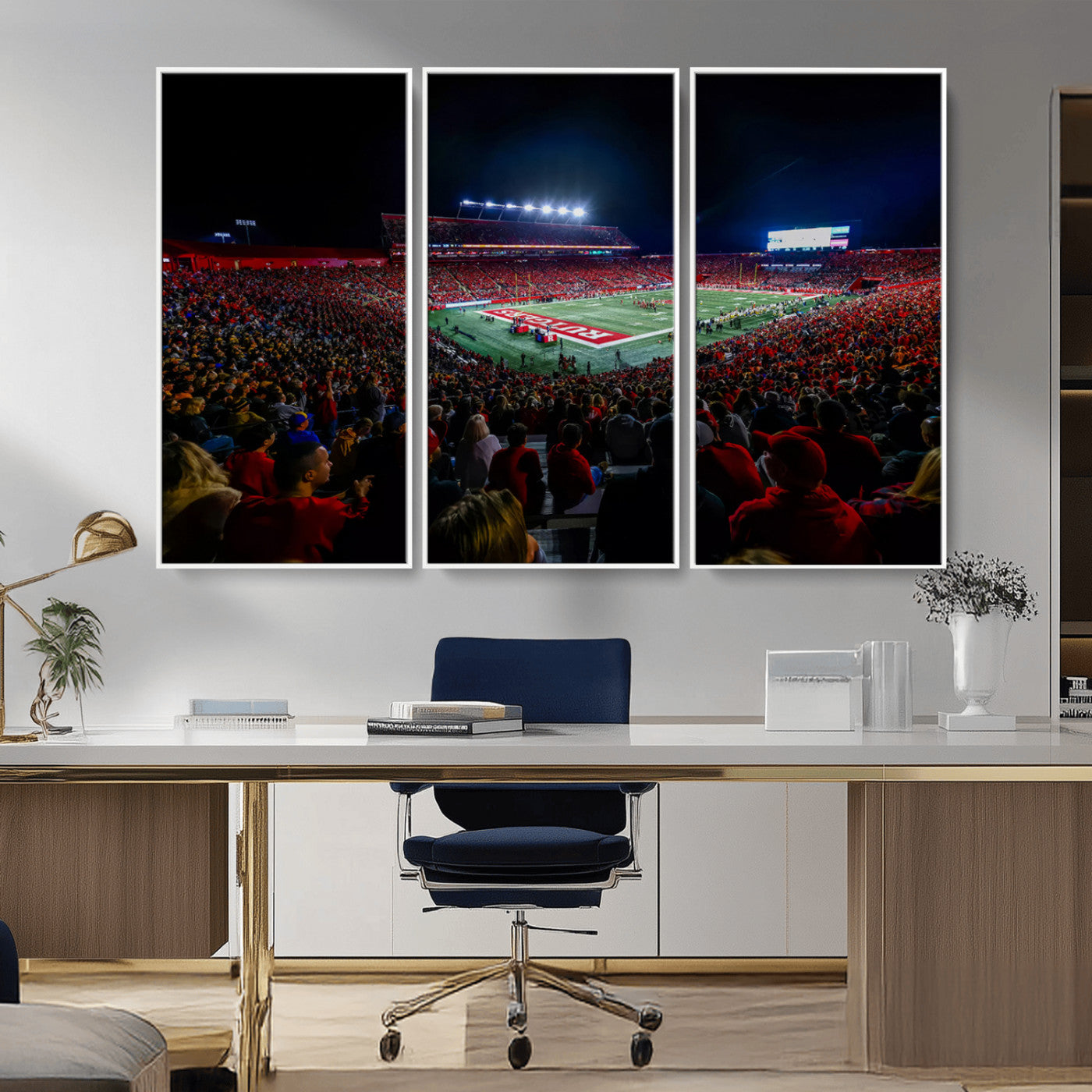 MGV-FC-48X32-3P - Rutgers Scarlet Knights Football Team Print - SHI Stadium, Piscataway Wall Art Canvas Print