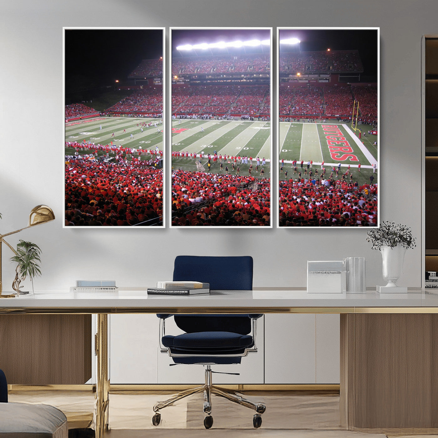 MGV-FC-48X32-3P - Rutgers University Scarlet Knights Football Team Print - Piscataway SHI Stadium Wall Art Canvas