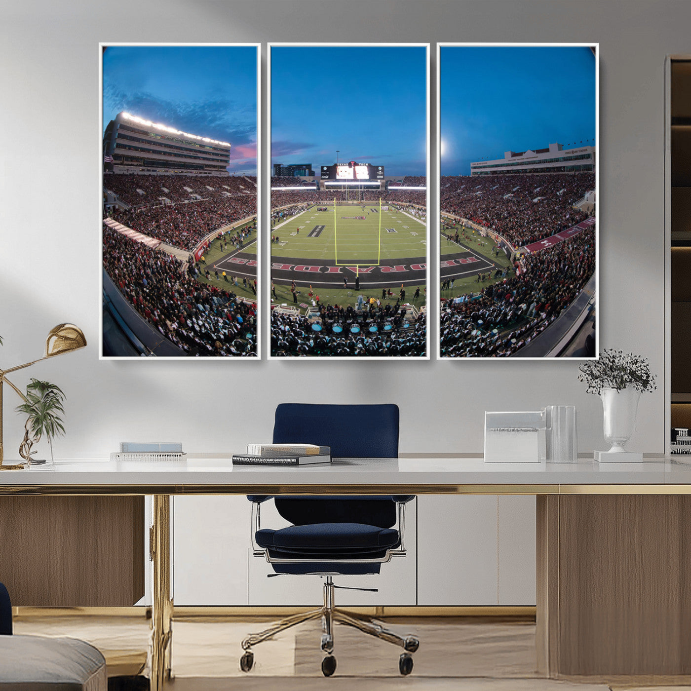MGV-FC-48X32-3P - Texas Tech Red Raiders Canvas, Framed Football Team Print - Lubbock Jones AT&T Stadium Wall Art