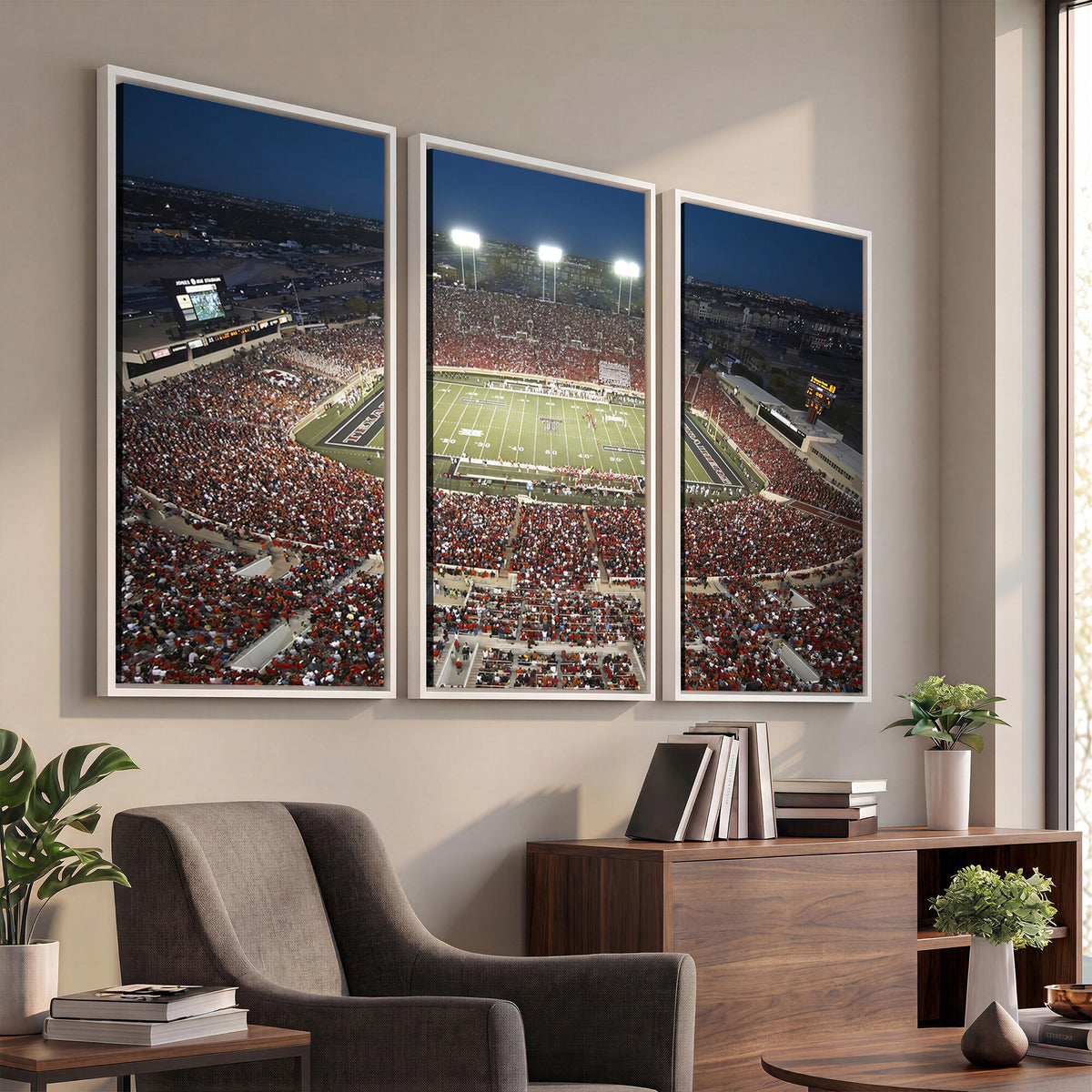 55763-MGV-CV-36X24 - Texas Tech Red Raiders Football Team Print, Lubbock Jones AT&T Stadium, Framed and Ready to Hang