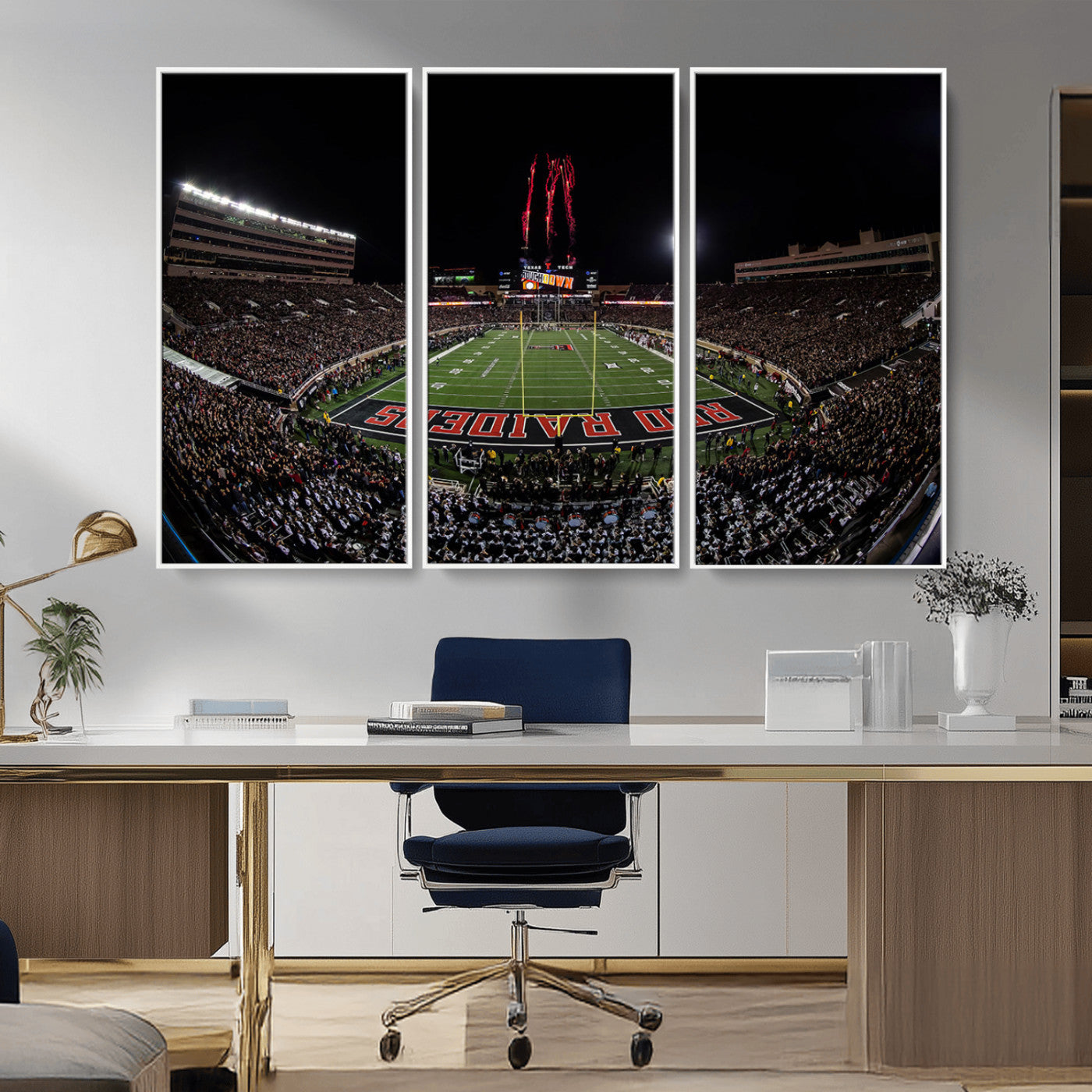 MGV-FC-48X32-3P - Framed Texas Tech Red Raiders Stadium Canvas, Texas Tech Red Raiders Football Team Print - Lubbock