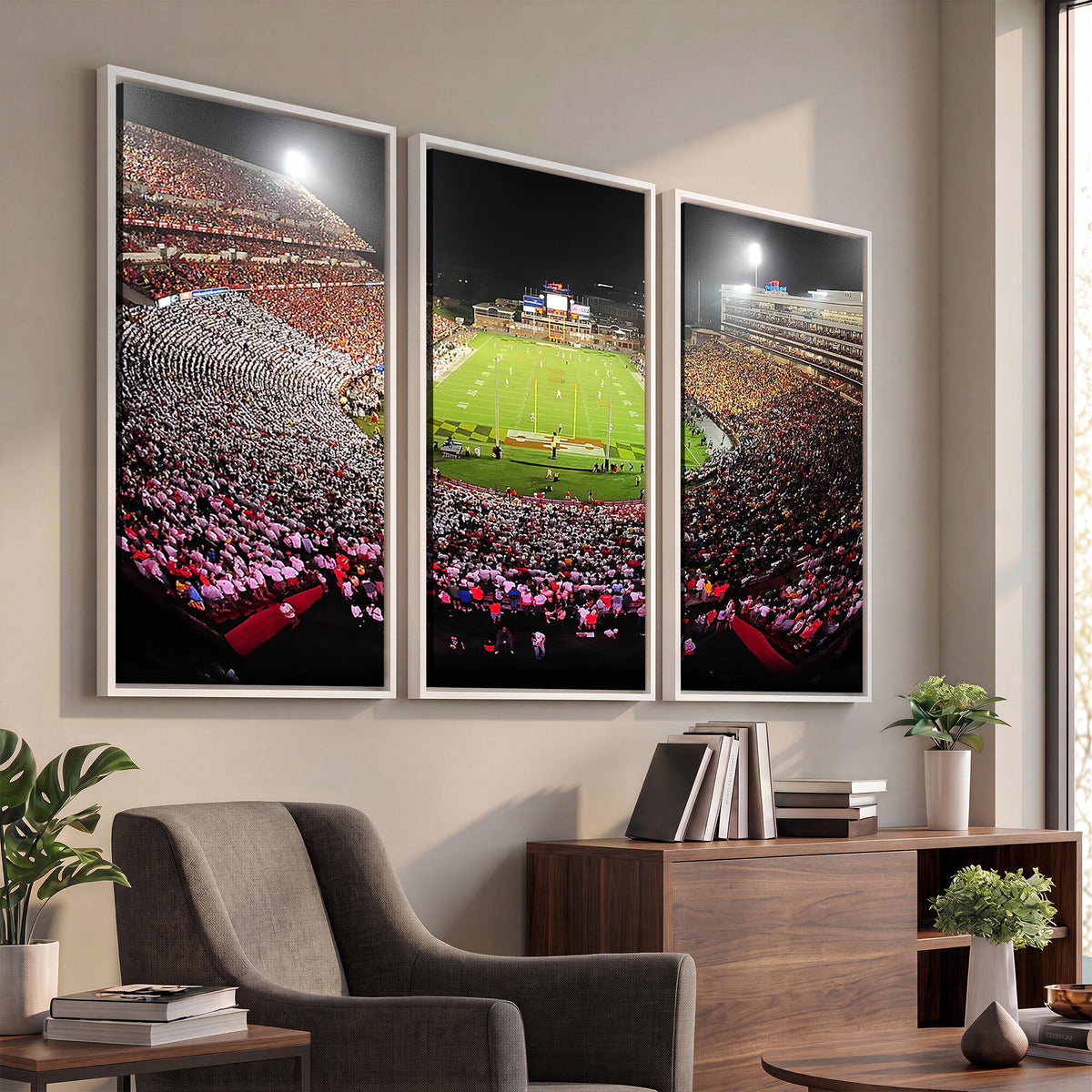 12091-PAN-FL-20X10 - University of Maryland Terrapins Football Team Print - College Park SECU Stadium Wall Art Canvas