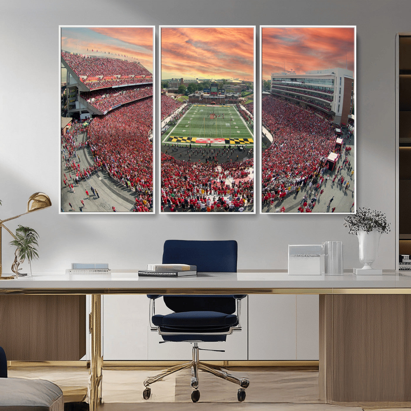 MGV-FC-48X32-3P - University of Maryland Terrapins Football Team Print - College Park SECU Stadium Wall Art Canvas