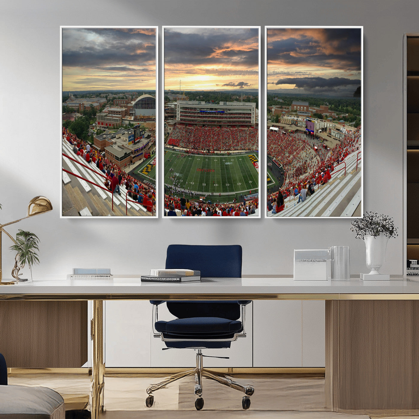 MGV-FC-48X32-3P - University of Maryland Terrapins Football Team Print - College Park SECU Stadium Wall Art Canvas