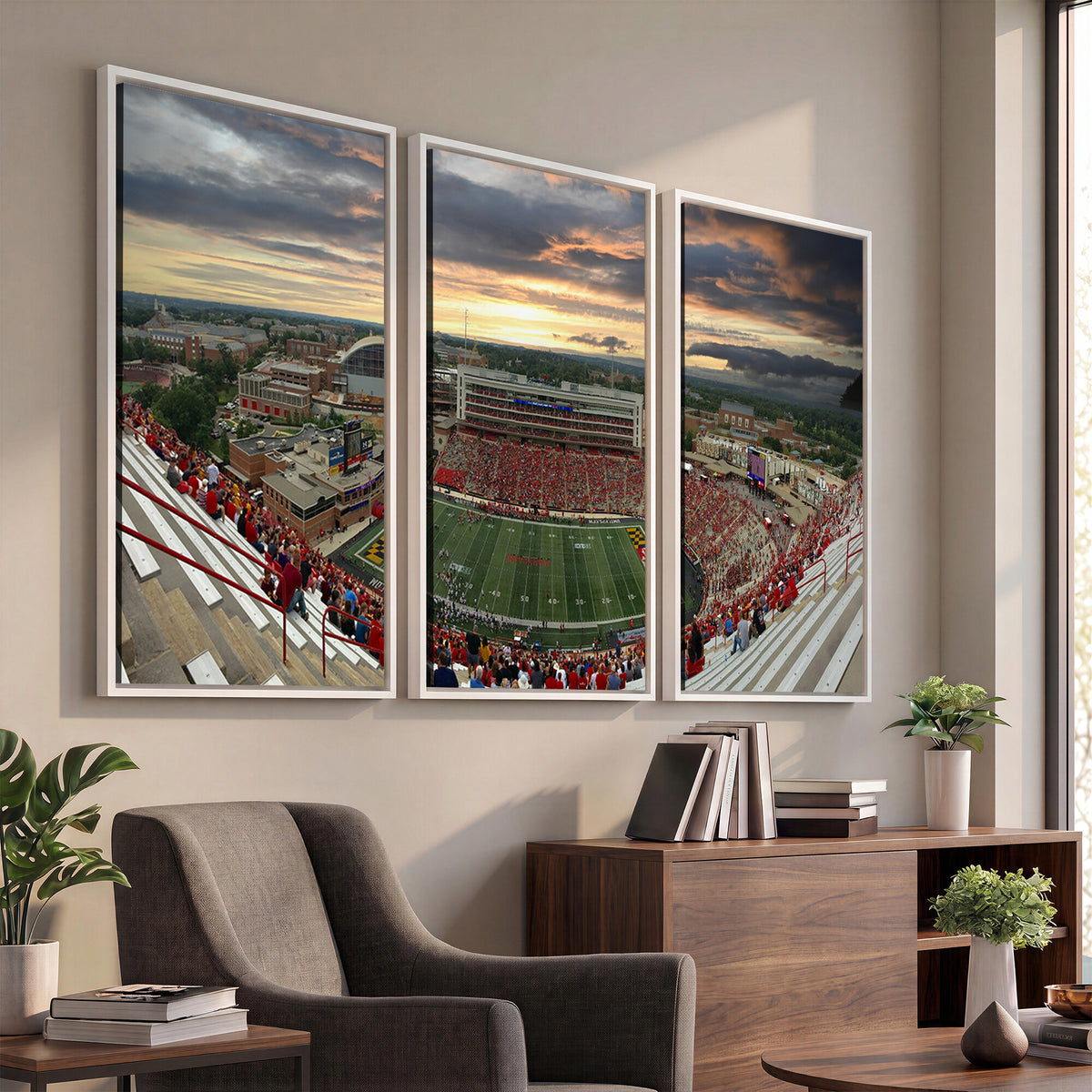 29993-PAN-FL-20X10 - University of Maryland Terrapins Football Team Print - College Park SECU Stadium Wall Art Canvas