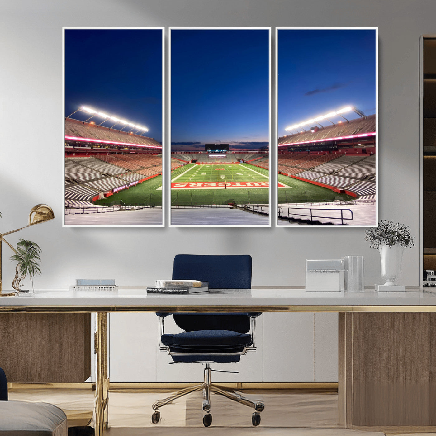 MGV-FC-48X32-3P - Rutgers Scarlet Knights Football Team Print - Piscataway SHI Stadium Wall Art Canvas Print