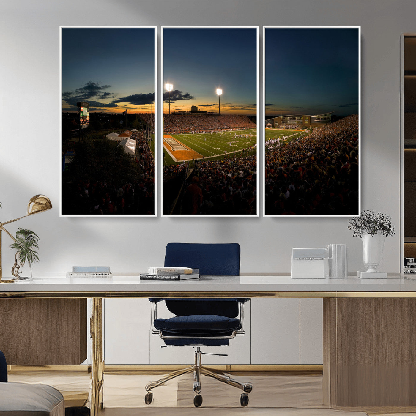 MGV-FC-48X32-3P - Ball State Cardinals Football Team Print - Muncie Scheumann Stadium Wall Art Canvas Print