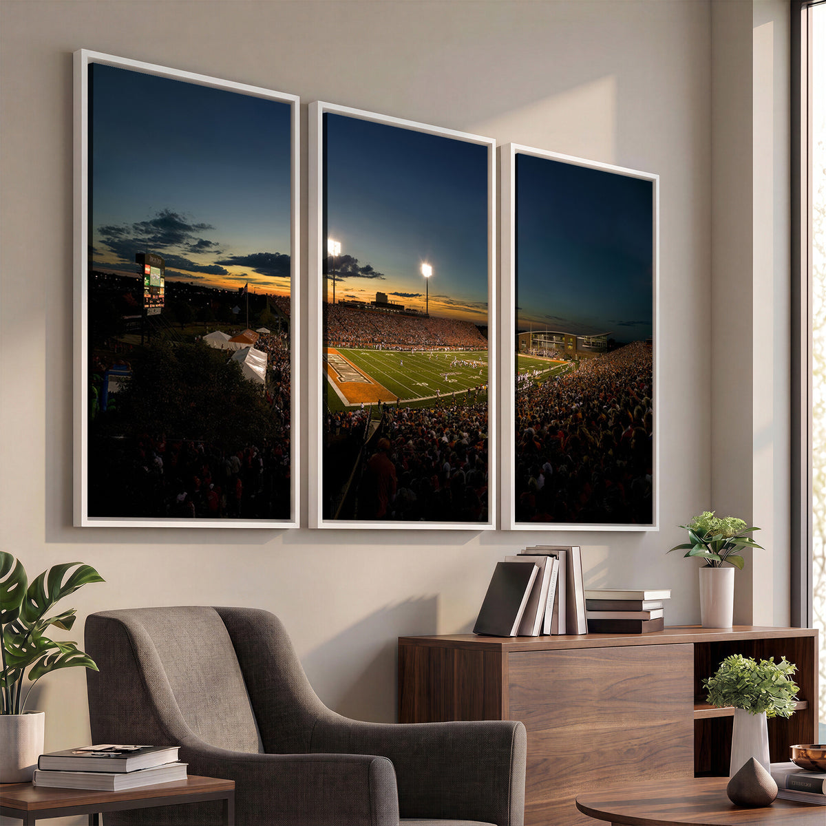 15980-PAN-FL-20X10 - Ball State Cardinals Football Team Print - Muncie Scheumann Stadium Wall Art Canvas Print