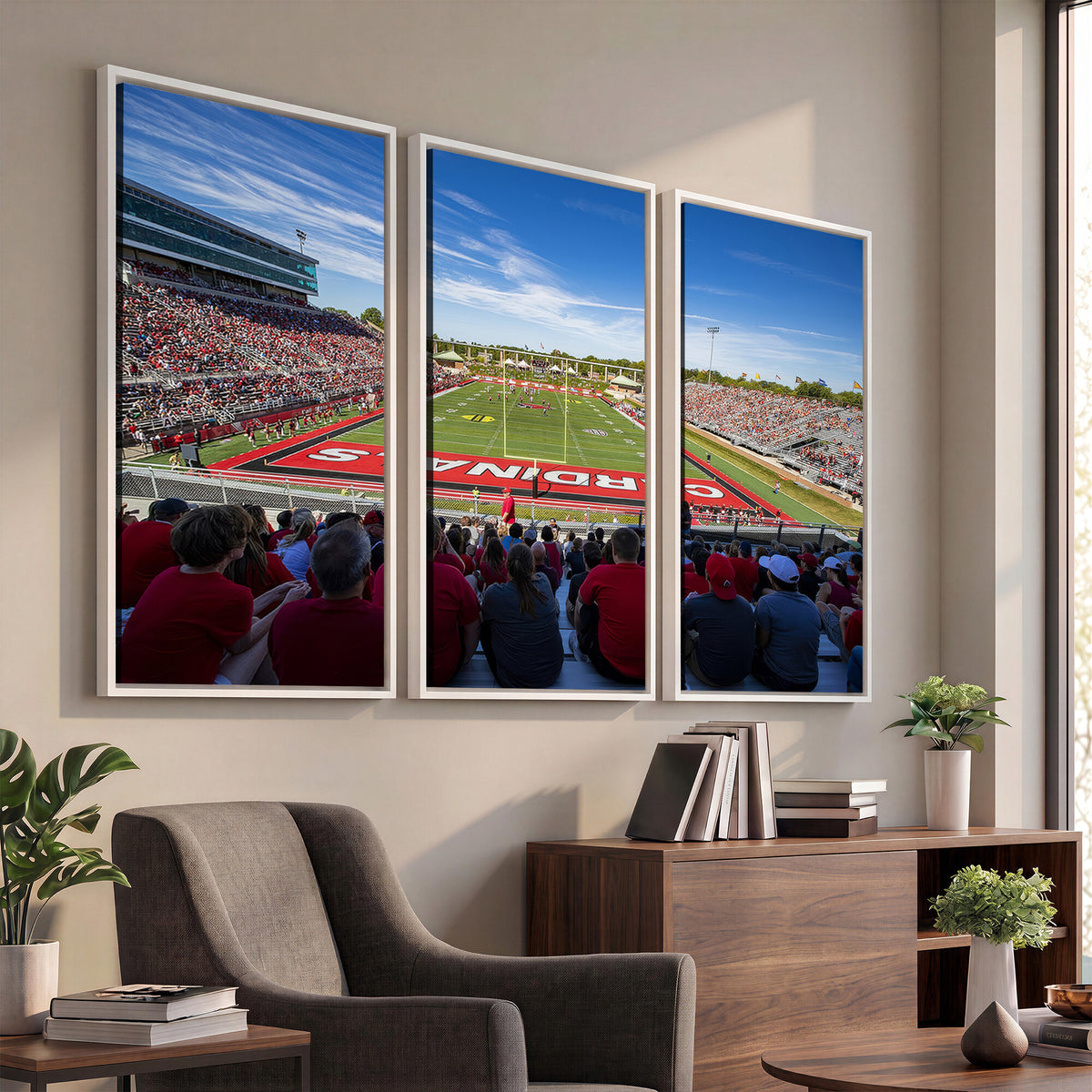 71475-PAN-FL-20X10 - Ball State Cardinals Football Team Print - Muncie Scheumann Stadium Wall Art Canvas Print