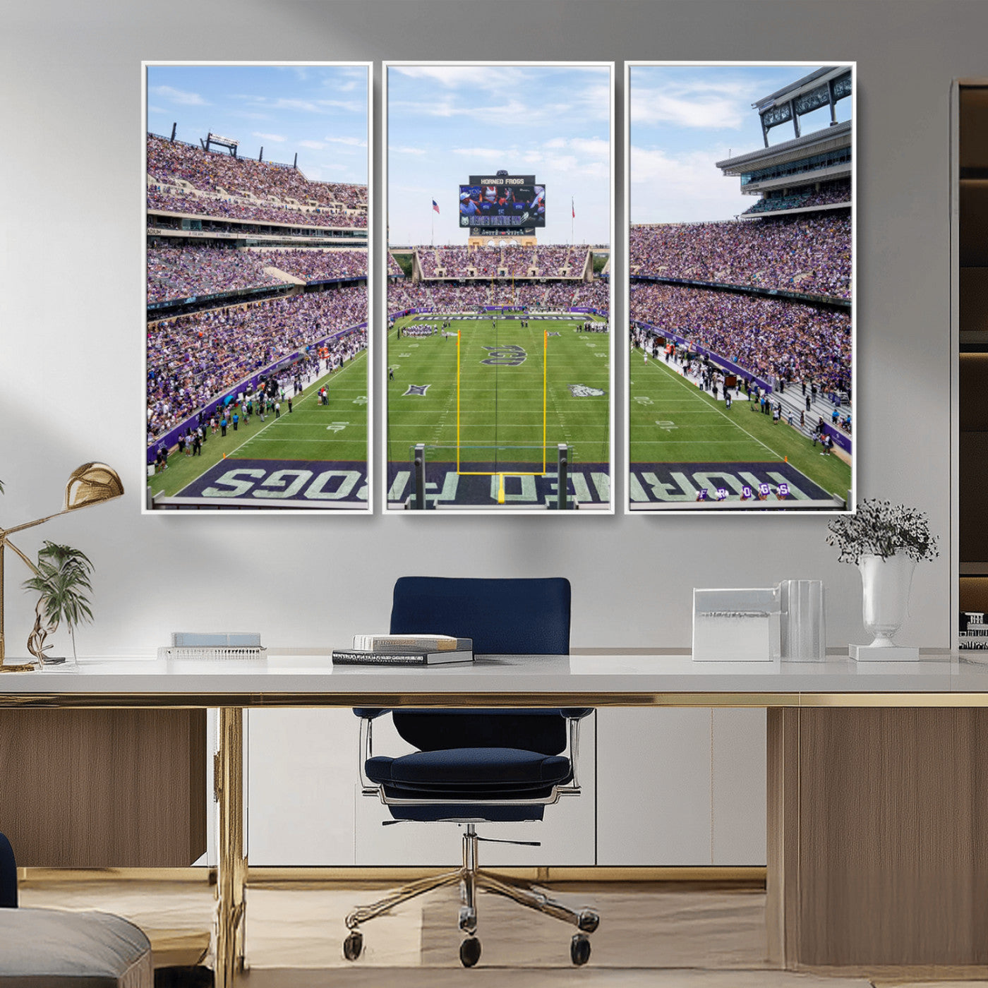 MGV-FC-48X32-3P - TCU Horned Frogs Football Team Print - Fort Worth Amon G. Carter Stadium Wall Art Canvas Print