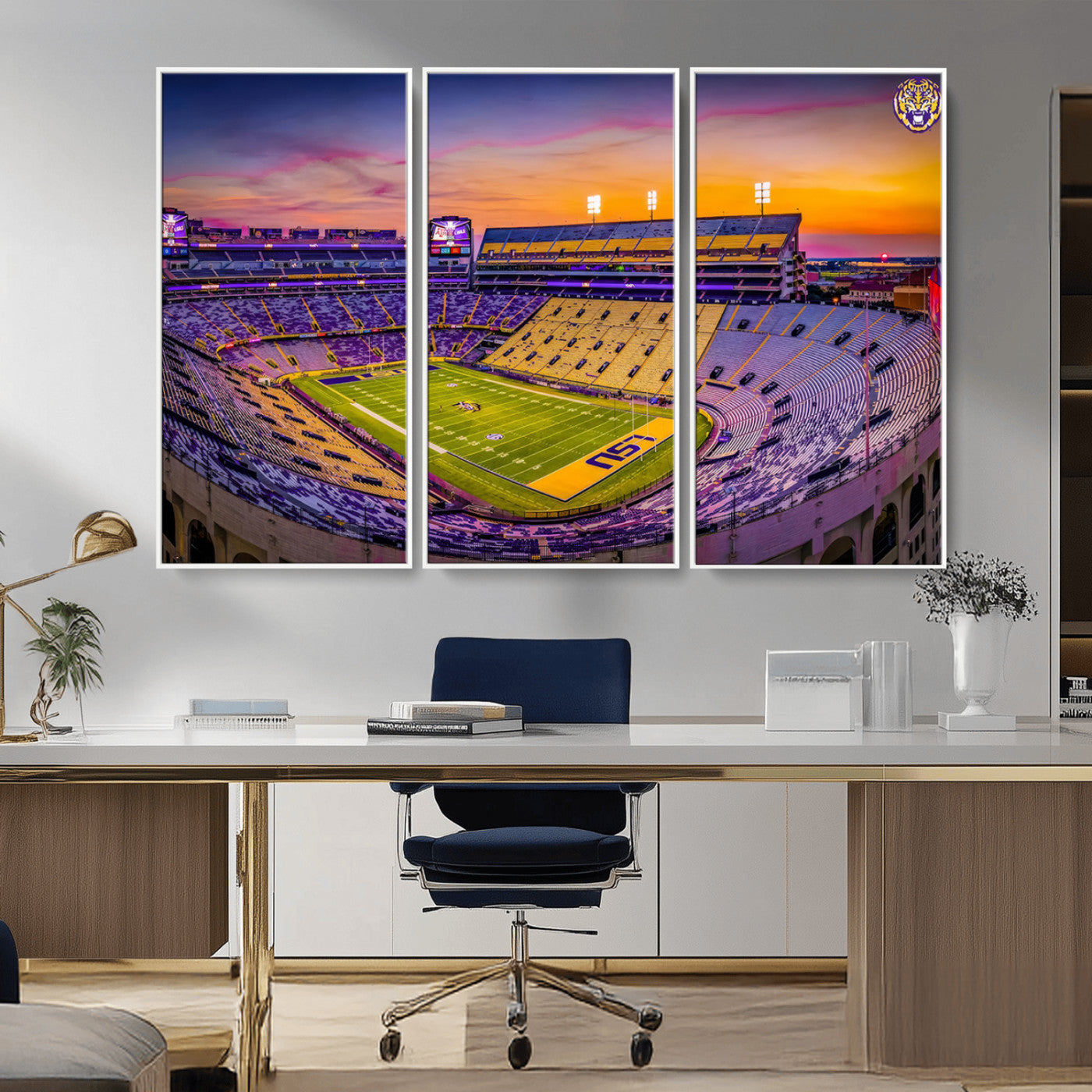 93538-MGV-CV-36X24-The Louisiana State University Tigers Football Team Print - Baton Rouge Tiger Stadium Wall Art