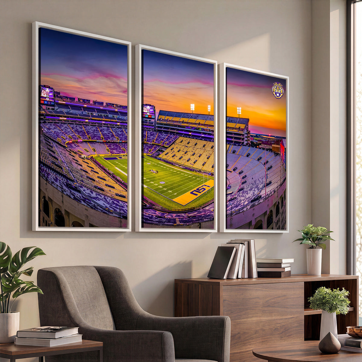 93538-MGV-CV-36X24 - The Louisiana State University Tigers Football Team Print, Framed and Ready to Hang Stadium Print