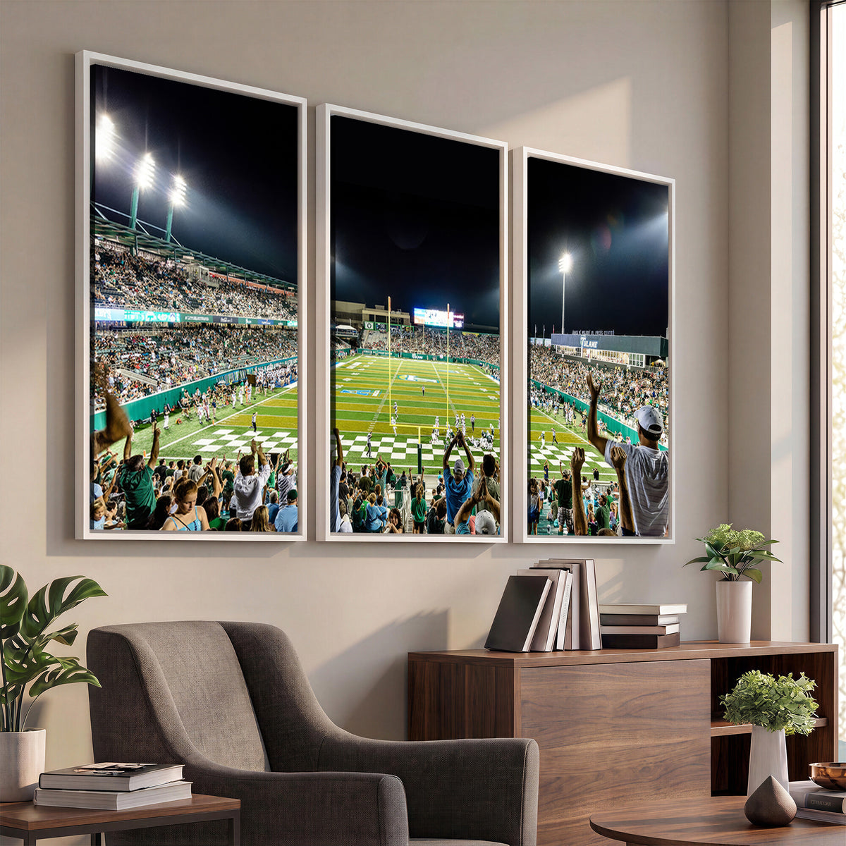 56448-MGV-CV-36X24 - The Tulane University Green Wave Football Team Print, New Orleans Yulman Stadium