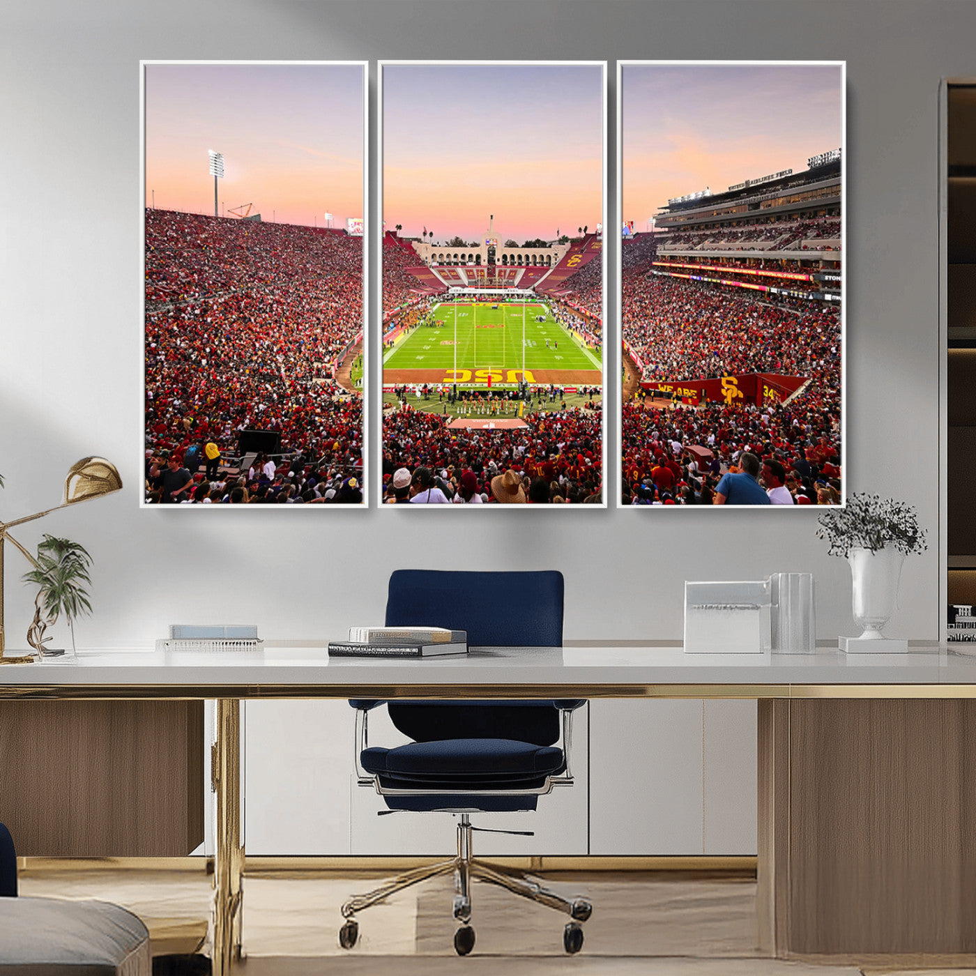 MGV-FC-48X32-3P - The University of Southern California USC Trojans Football Team Print - Los Angeles Memorial