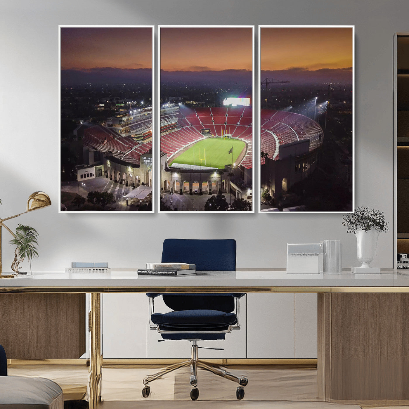 MGV-FC-48X32-3P - The University of Southern California USC Trojans Football Team Print - Los Angeles Memorial