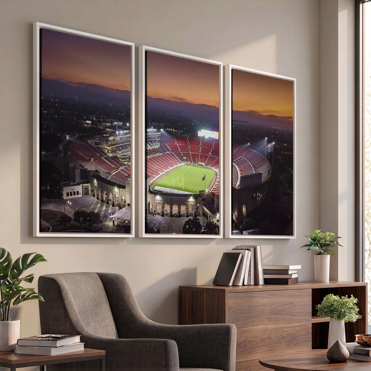 50666-MGV-CV-36X24 - The University of Southern California USC Trojans Football Team Print, Los Angeles Memorial Coliseum