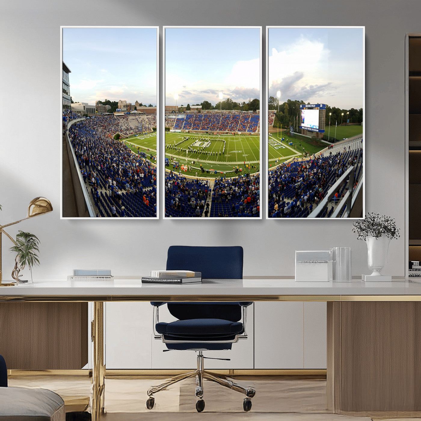 MGV-FC-48X32-3P - The Duke University Blue Devils Football Team Print - Durham Wallace Wade Stadium Wall Art Canvas