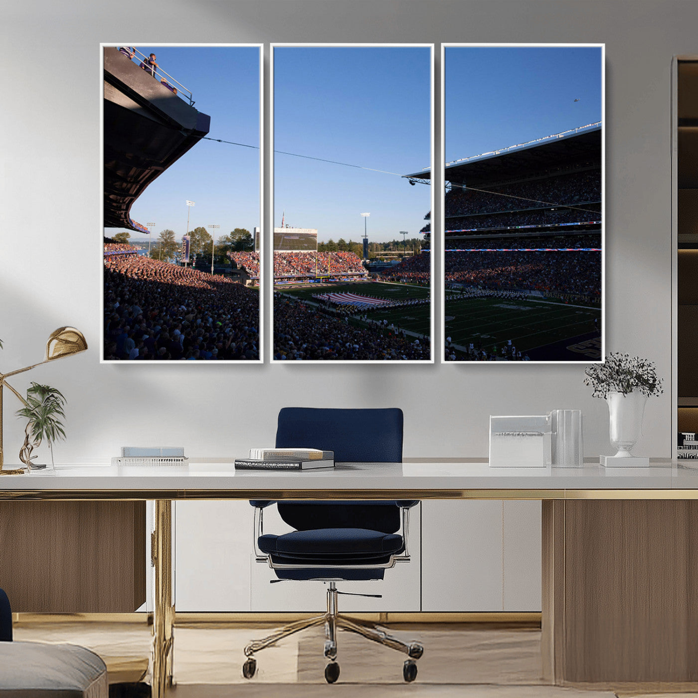 MGV-FC-48X32-3P - The University of Washington Huskies Football Team Print - Seattle Husky Stadium Wall Art Canvas