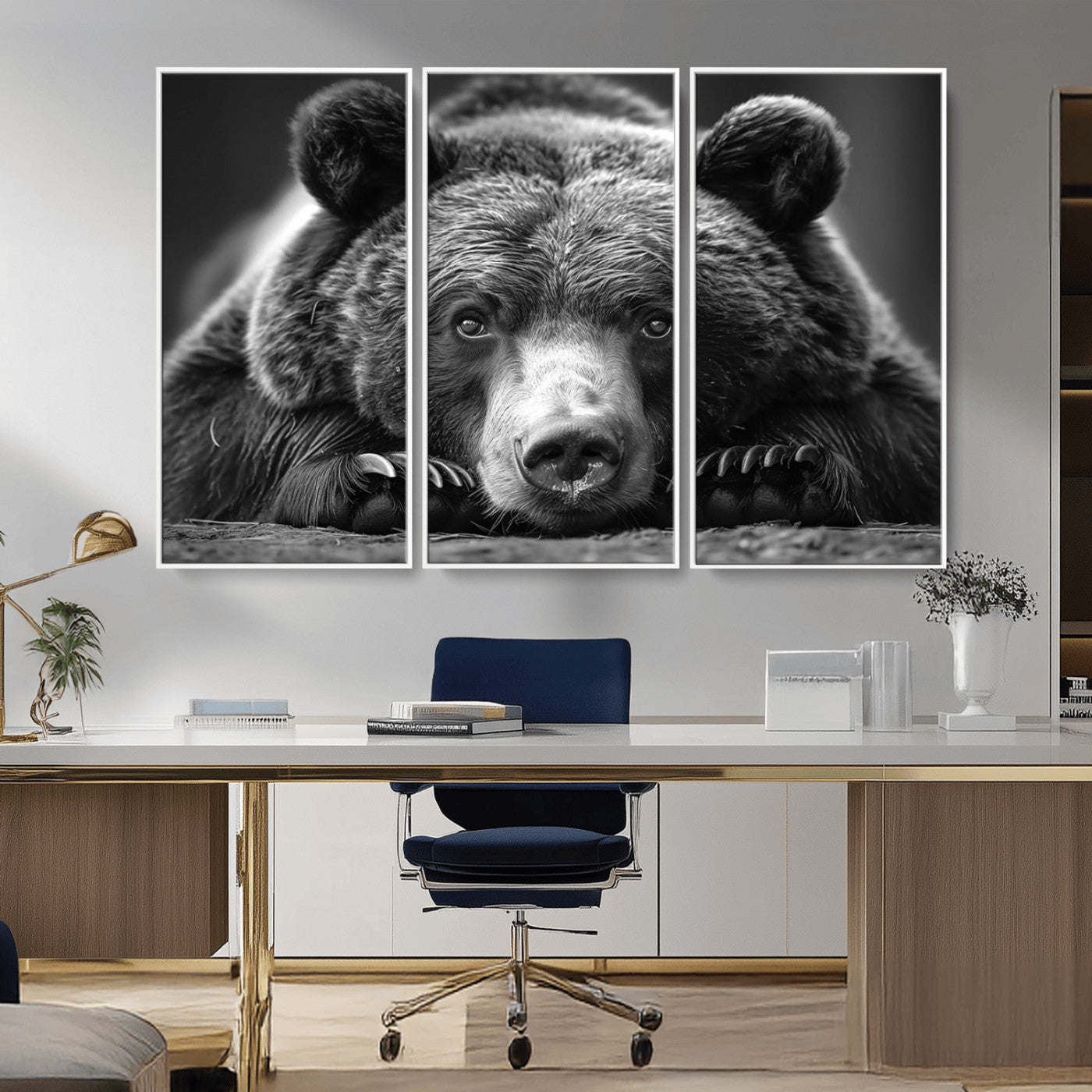 MGV-FC-48X32-3P - Resting Grizzly 399 Bear Canvas Print | Ready to Hang Wall Art | Rustic Cabin & Farmhouse Decor |