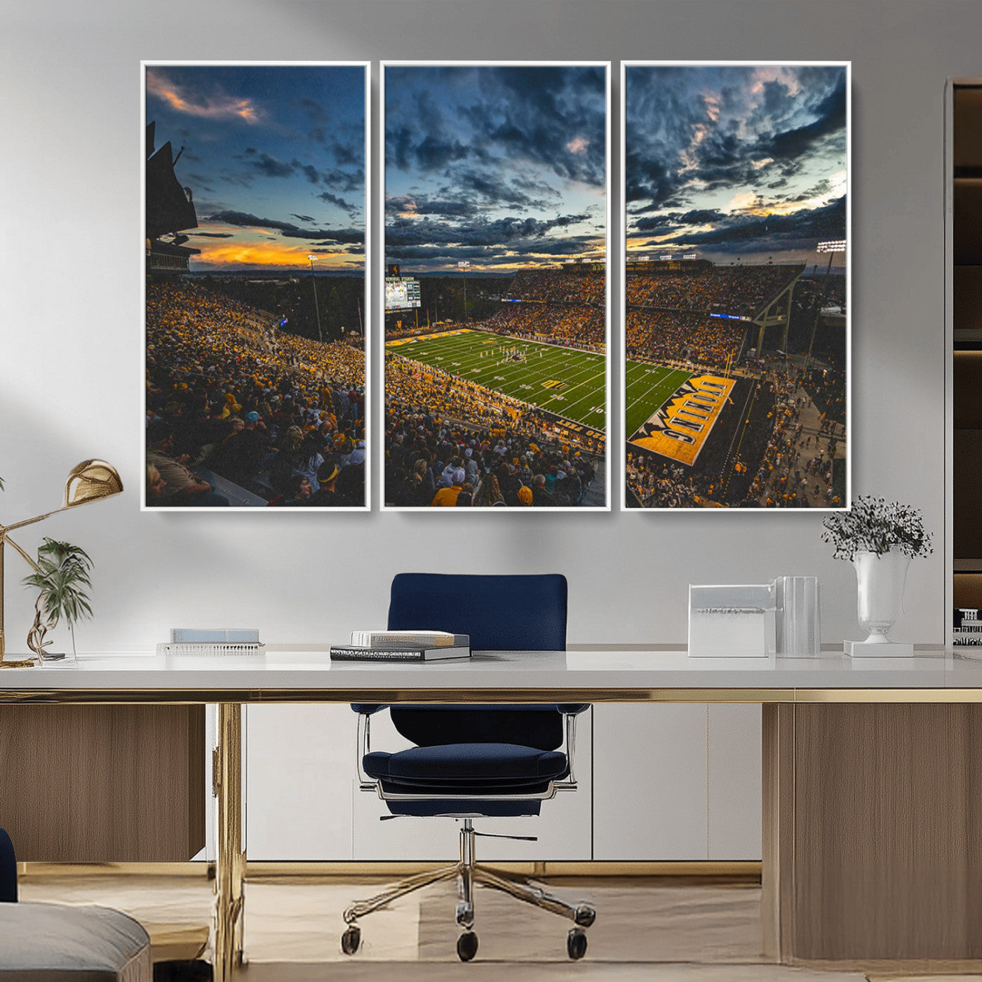 MGV-FC-48X32-3P - University of Wyoming Cowboys Football Team Print - Laramie War Memorial Stadium Wall Art Canvas
