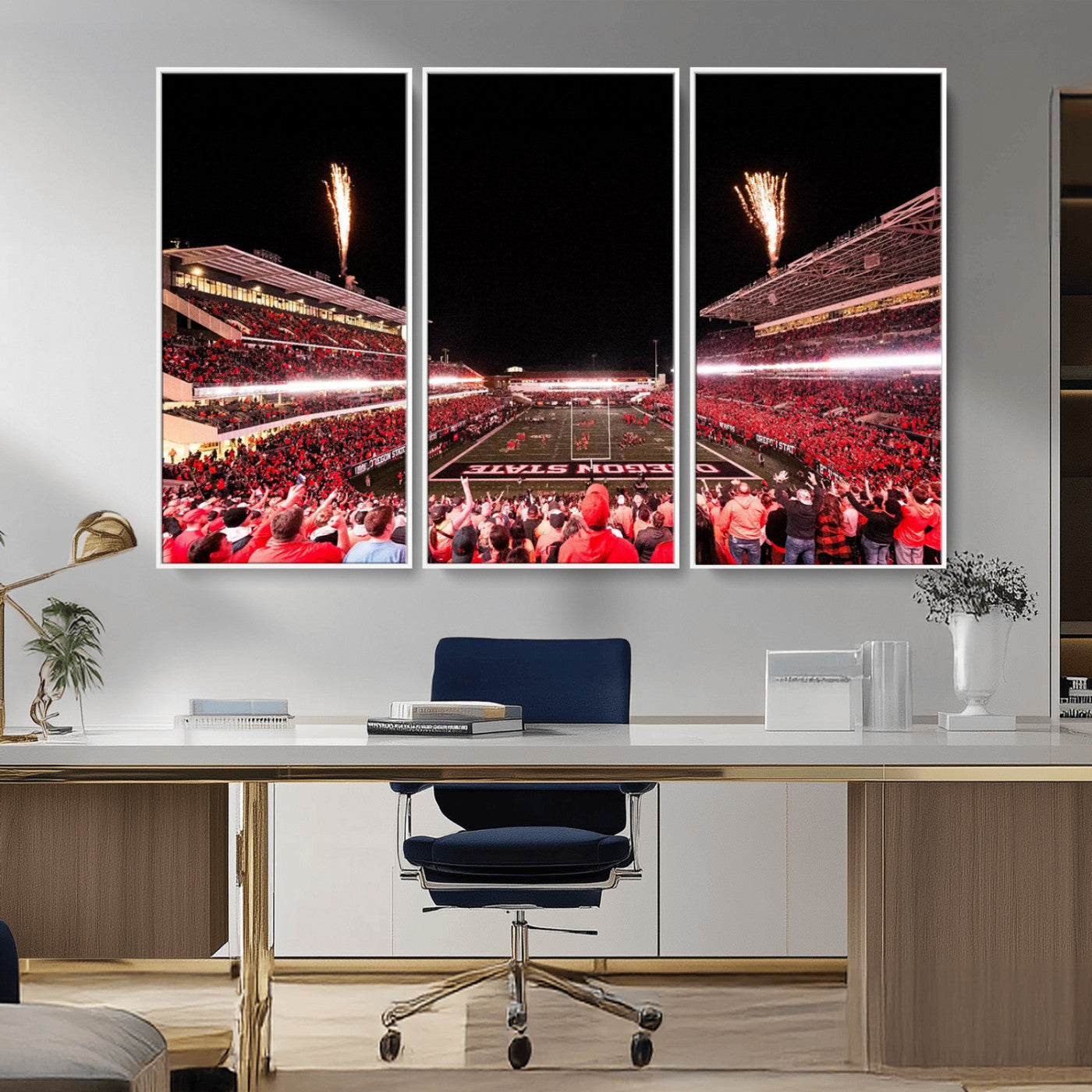 MGV-FC-48X32-3P - Oregon State Beavers Football Team Print - Corvallis Reser Stadium Wall Art Canvas Print