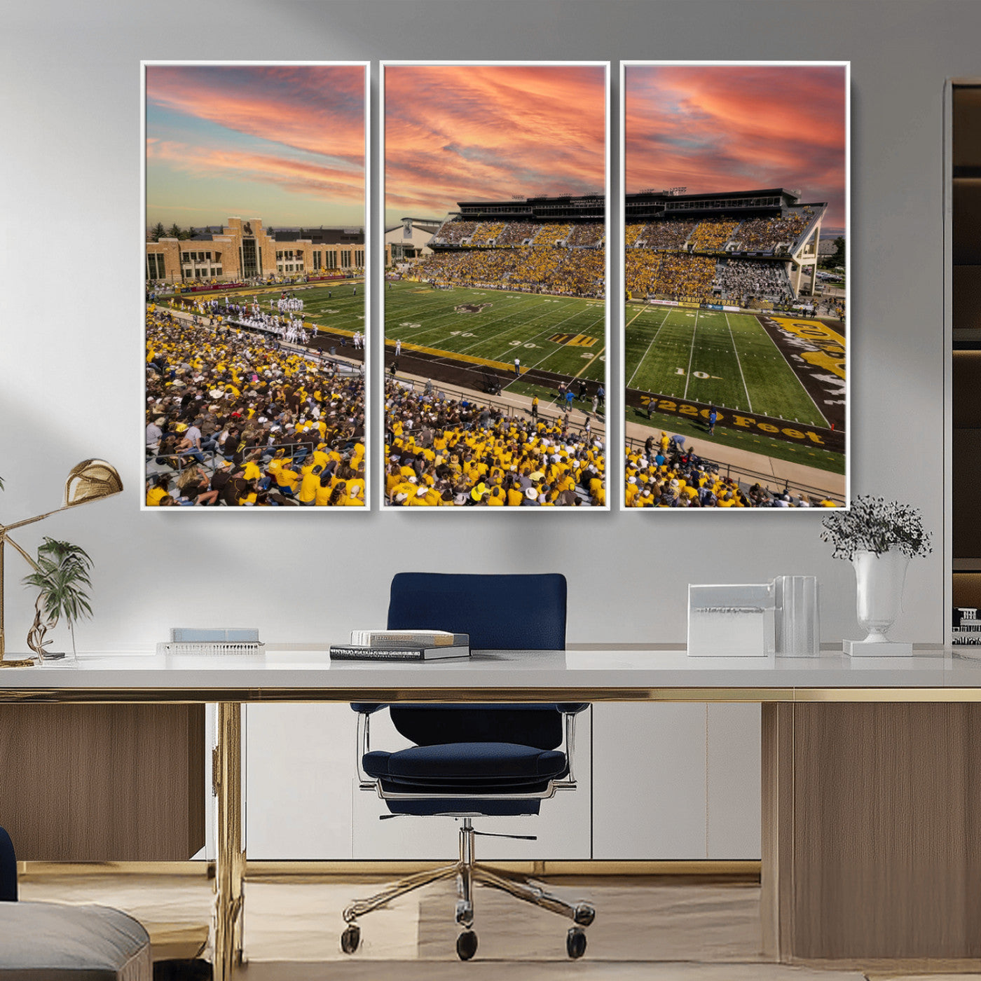 MGV-FC-48X32-3P - University of Wyoming Cowboys Football Team Print - Laramie Jonah Field War Memorial Stadium Wall