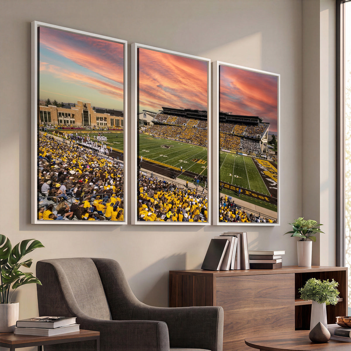 90508-MGV-CV-36X24 - University of Wyoming Cowboys Football Team Print, Laramie, Extra Large Game Room Wall Decor