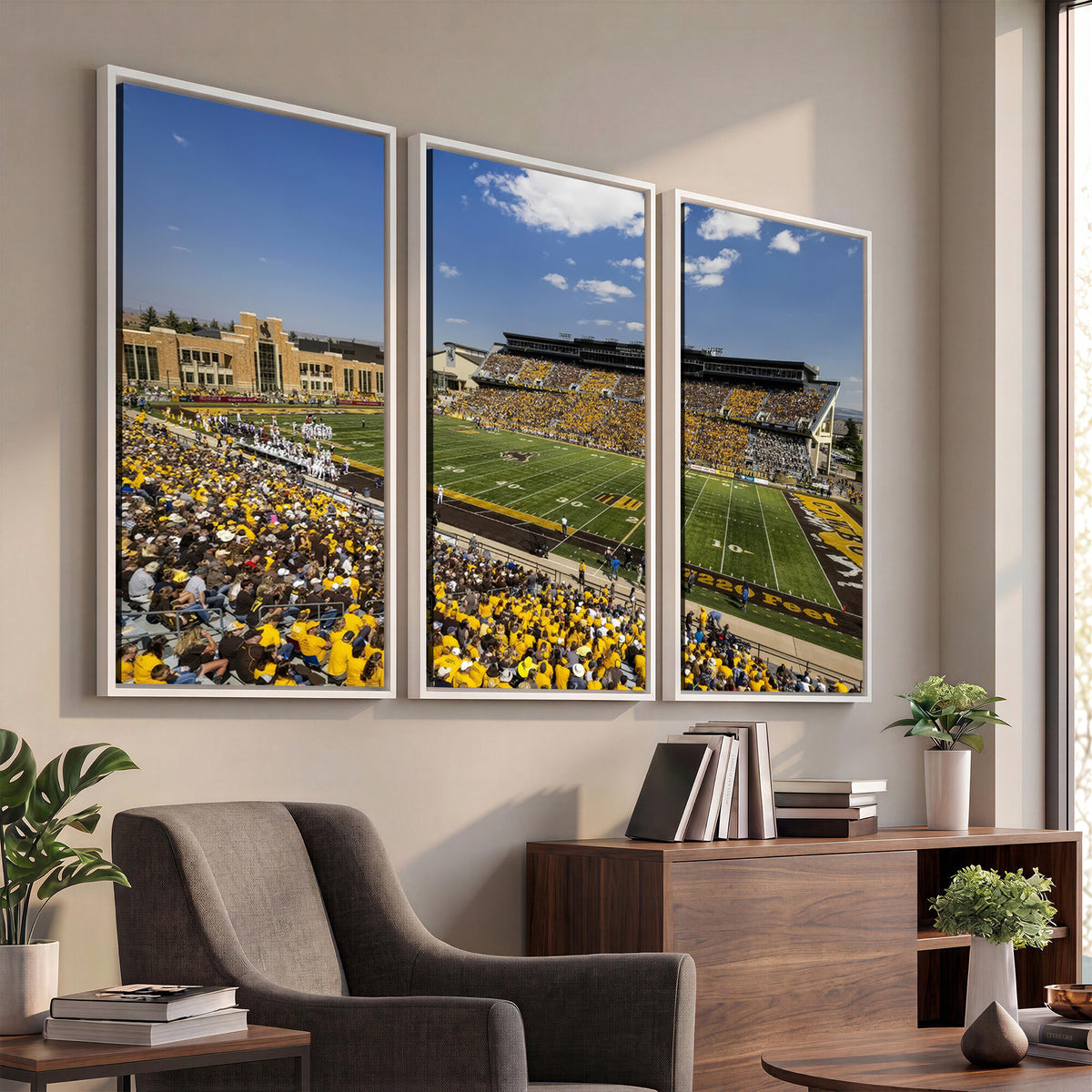 75112-MGV-CV-36X24 - University of Wyoming Cowboys Football Team Print, Laramie, Home Bar Wall Decor