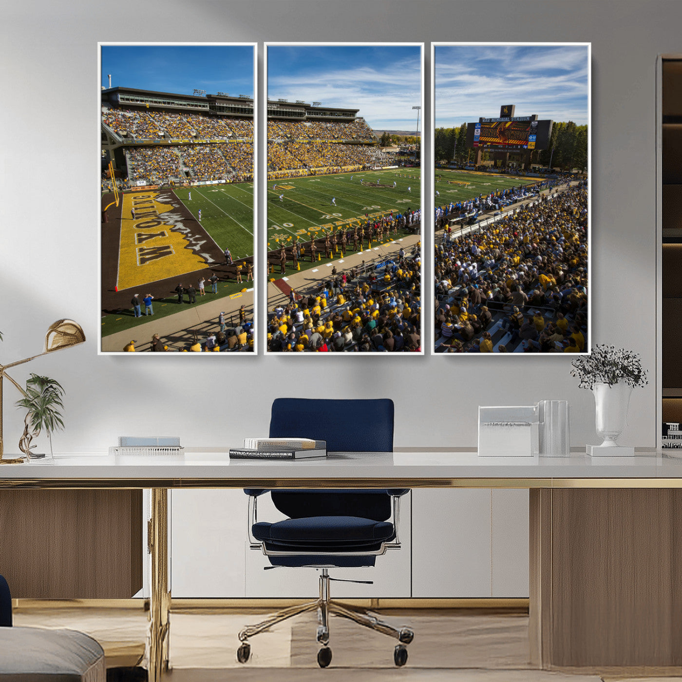 MGV-FC-48X32-3P - University of Wyoming Cowboys Football Team Print - Laramie Jonah Field War Memorial Stadium Wall