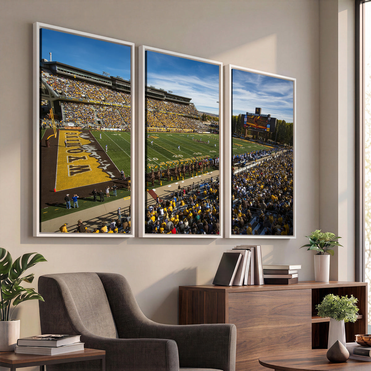 89846-MGV-CV-36X24 - University of Wyoming Cowboys Football Team Print, Laramie, Man Cave Wall Decor
