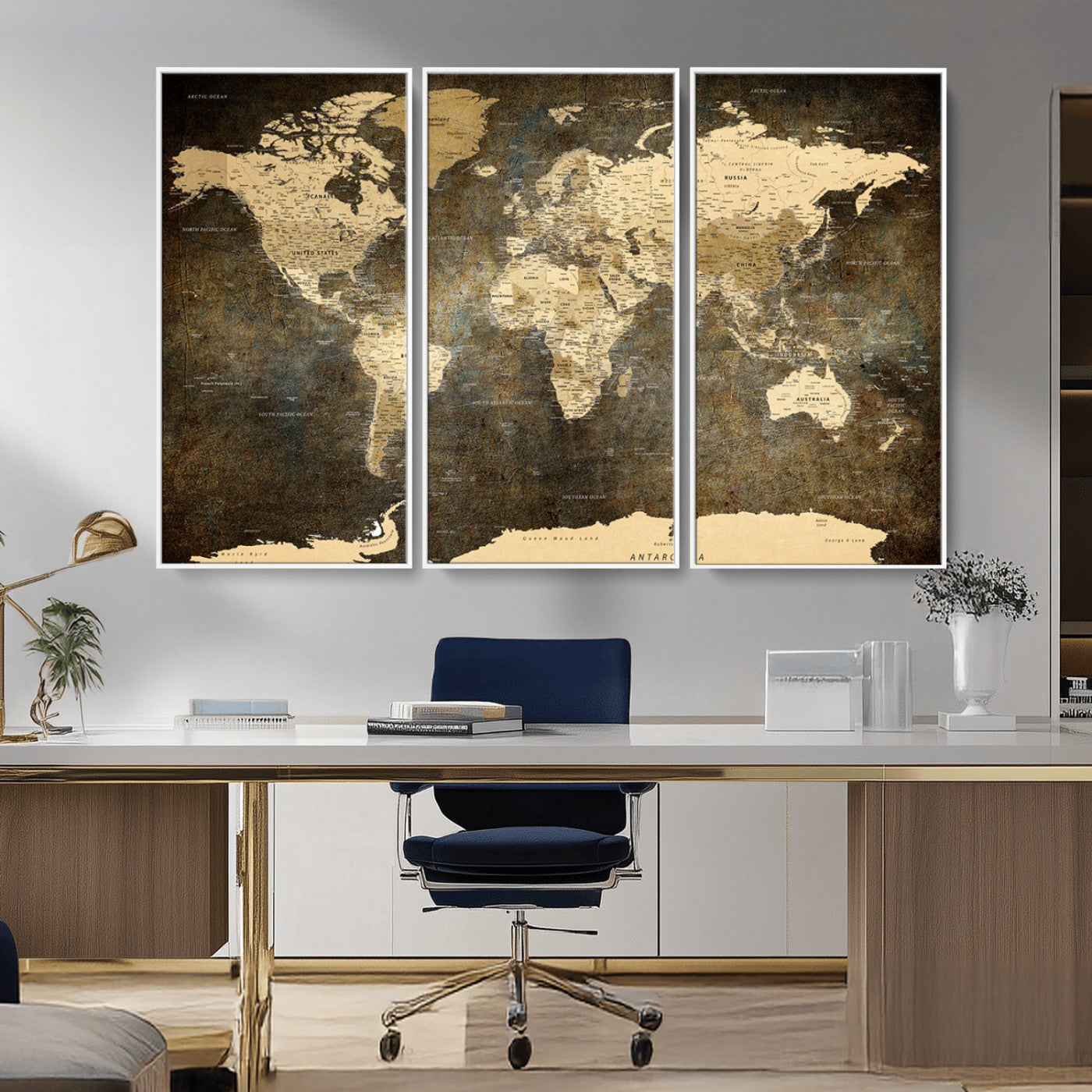 MGV-FC-48X32-3P - Push Pin World Map Canvas Print – Framed Wall Art for Couples to Track Their Travels – Anniversary