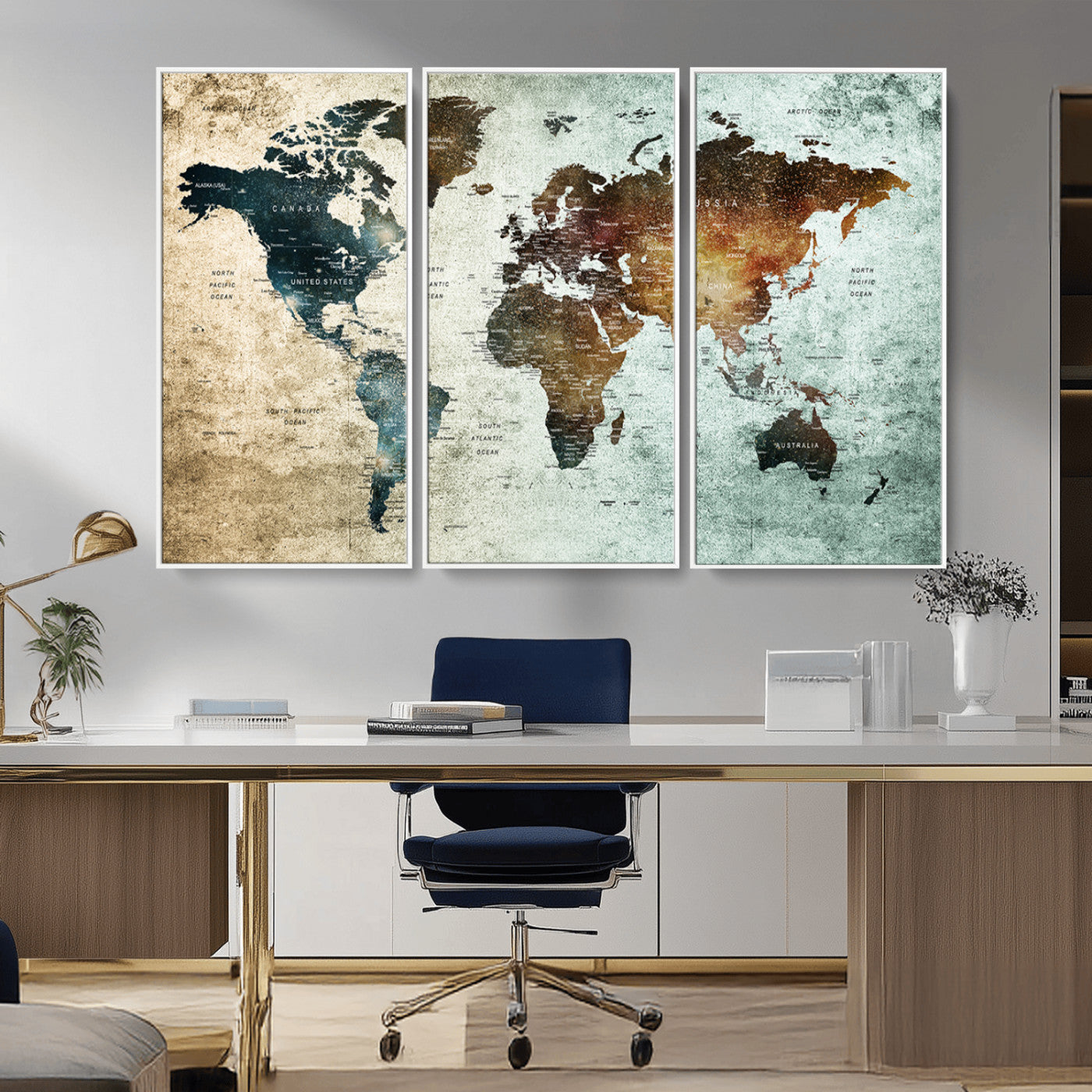 MGV-FC-48X32-3P - Push Pin World Map Canvas Print – Framed Wall Art for Couples to Track Their Travels – Anniversary
