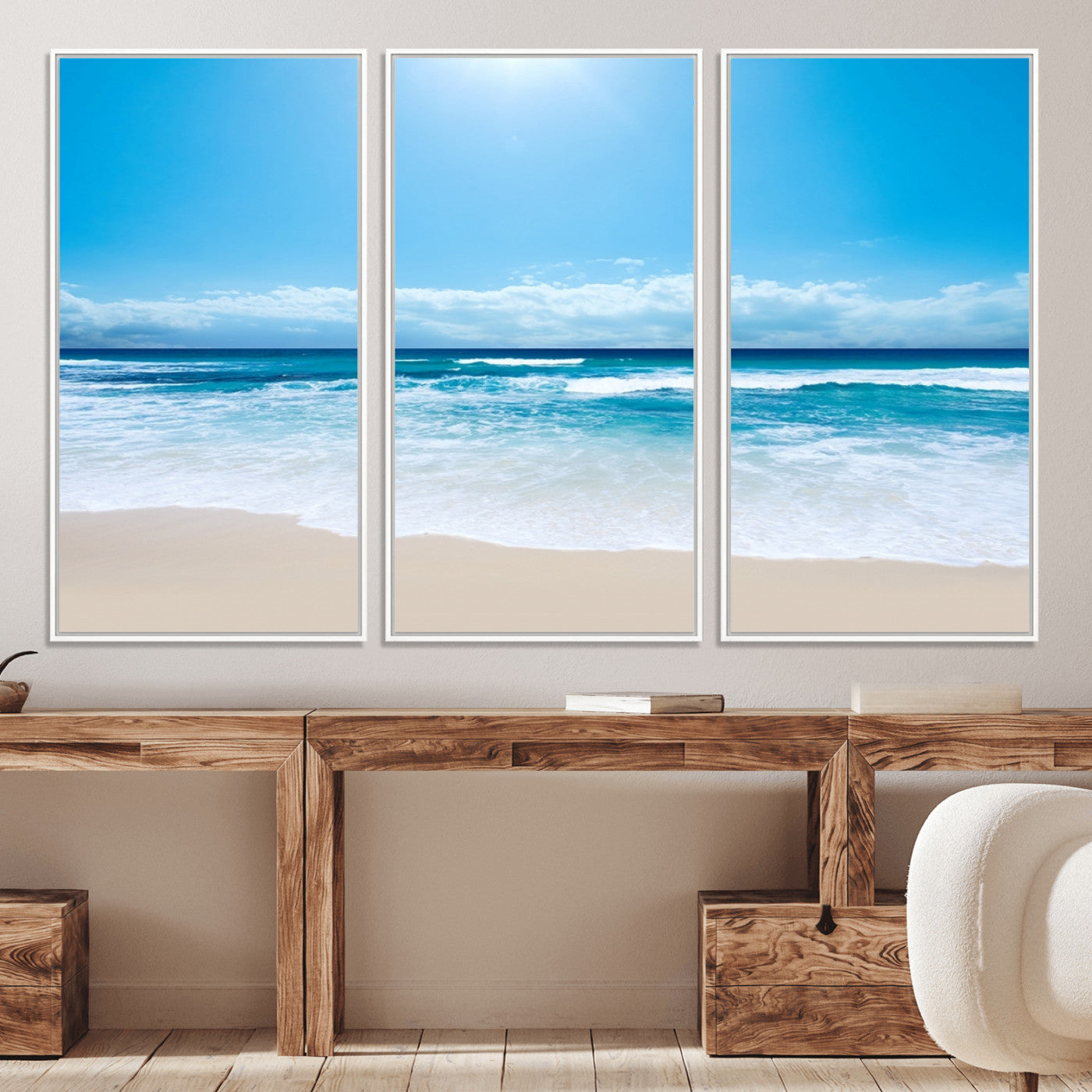 45929-MGV-CV-36X24-Wall Art Canvas Print Shiny Blue Sea and Beach