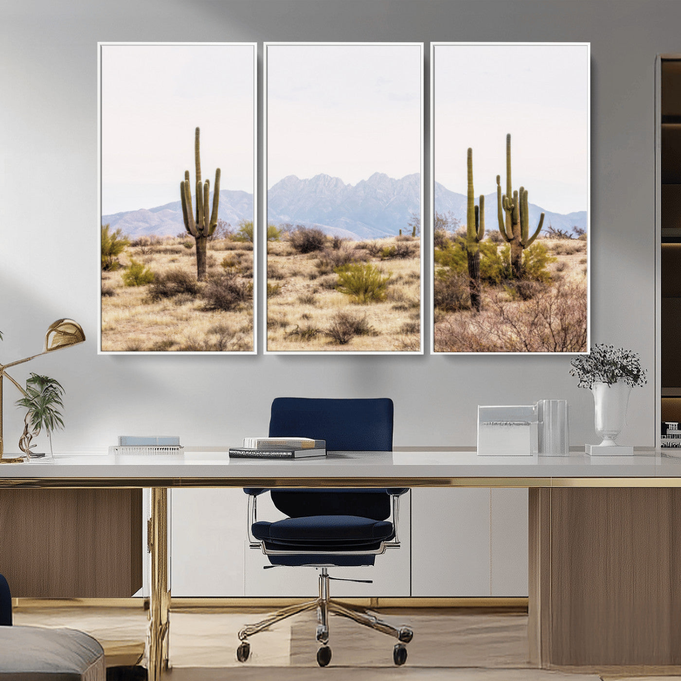 MGV-FC-48X32-3P - Arizona Desert Wall Art Print | Arizona Desert Canvas Print with Saguaro Cacti | Southwestern