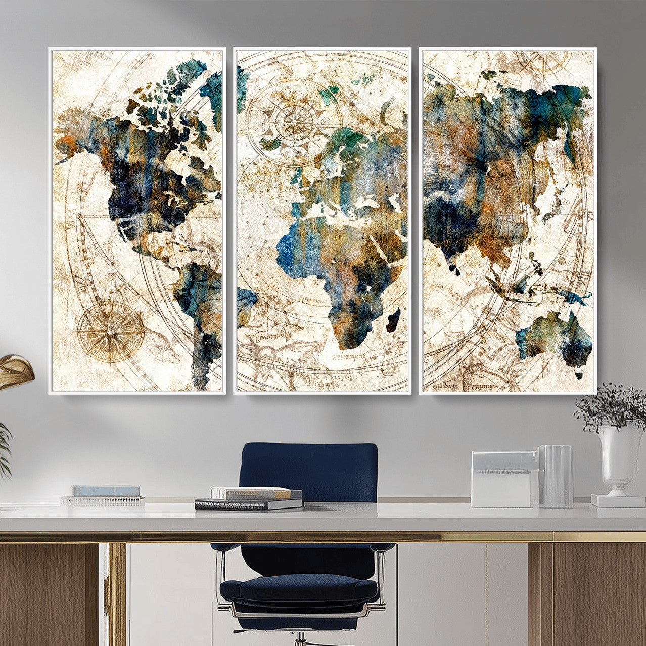 10554-MGV-CV-36X24 - Abstract World Map Art Print Canvas Print