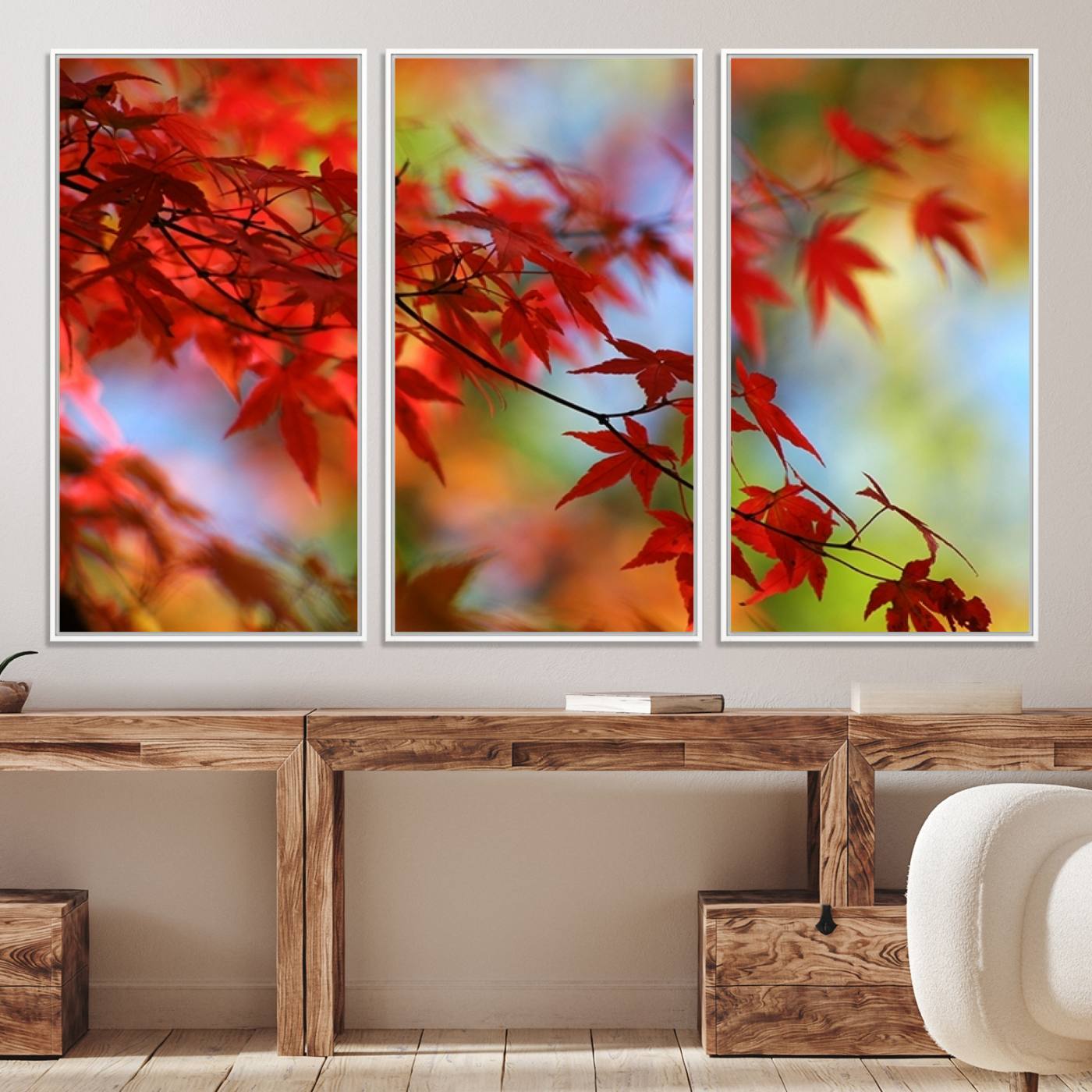 68946-MGV-CV-36X24-Red Leaves Autumn Forest Wall Art Canvas, Red Leaves Autumn Forest Canvas Print