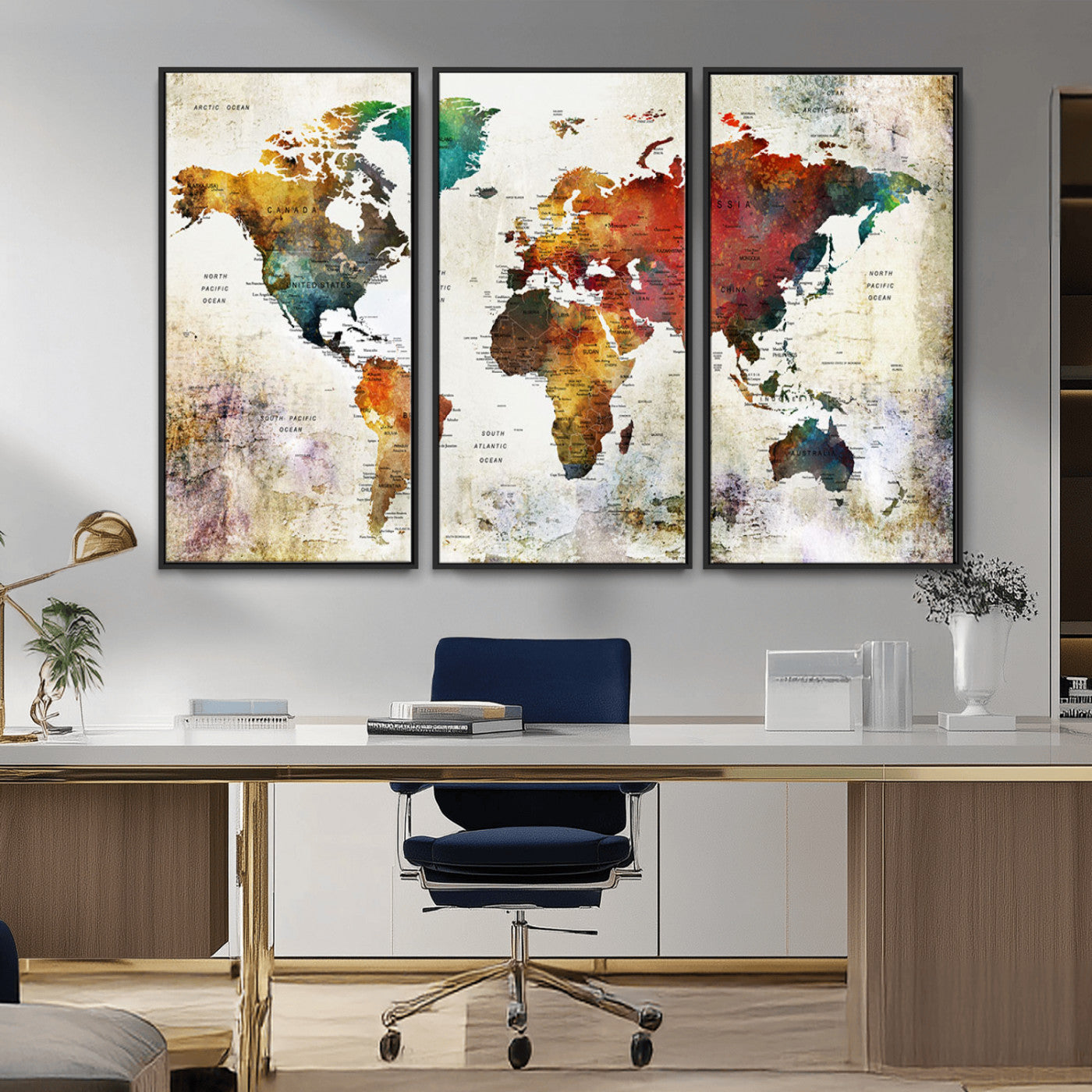 -Push Pin World Map Canvas Print – Framed Wall Art for Couples to Track Their Travels – Anniversary